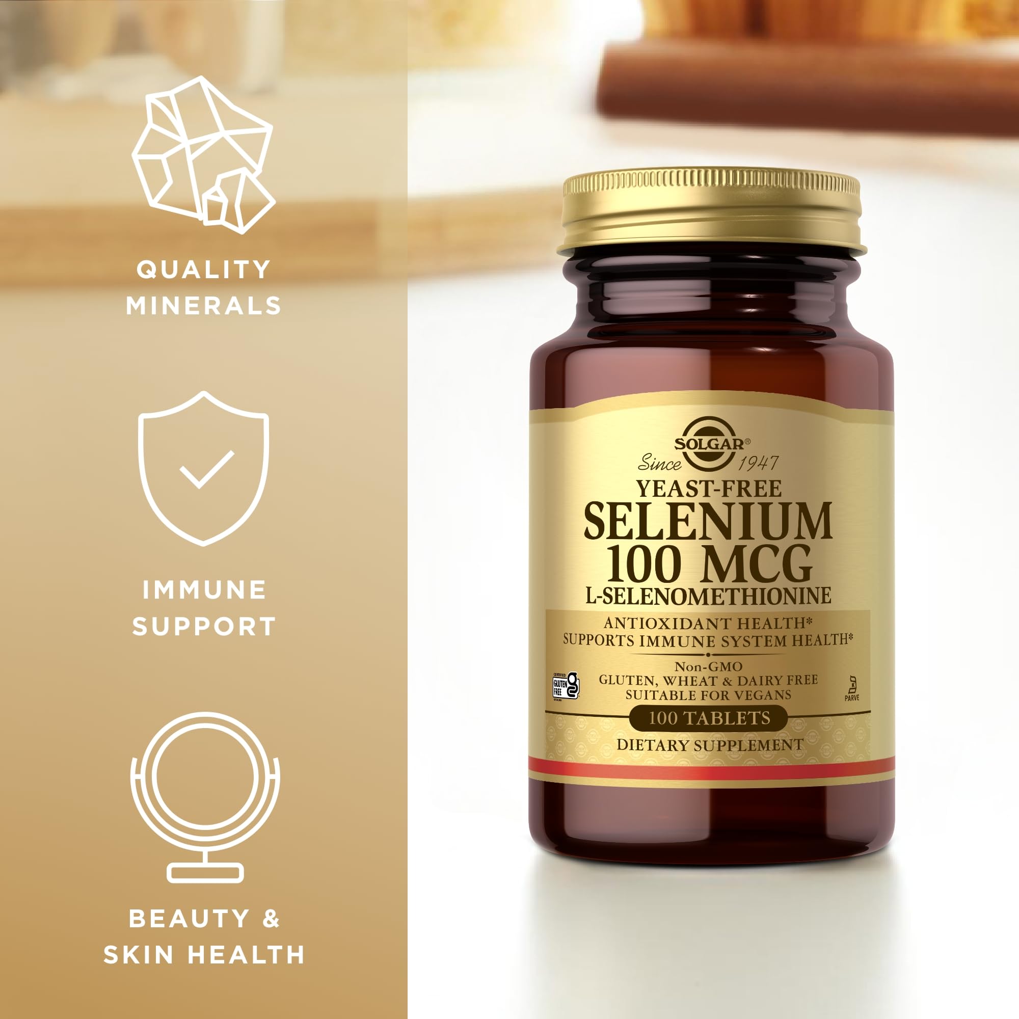 Solgar Yeast-Free Selenium 100 mcg 100 Tablets packaging