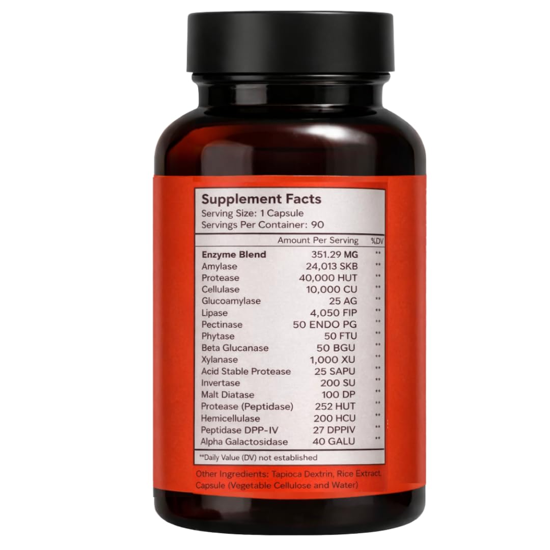 Solluna Multi-Enzymes 91g side view with capsule details