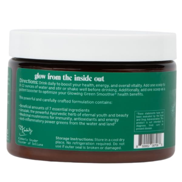 Solluna Spirulina ingredients list on packaging
