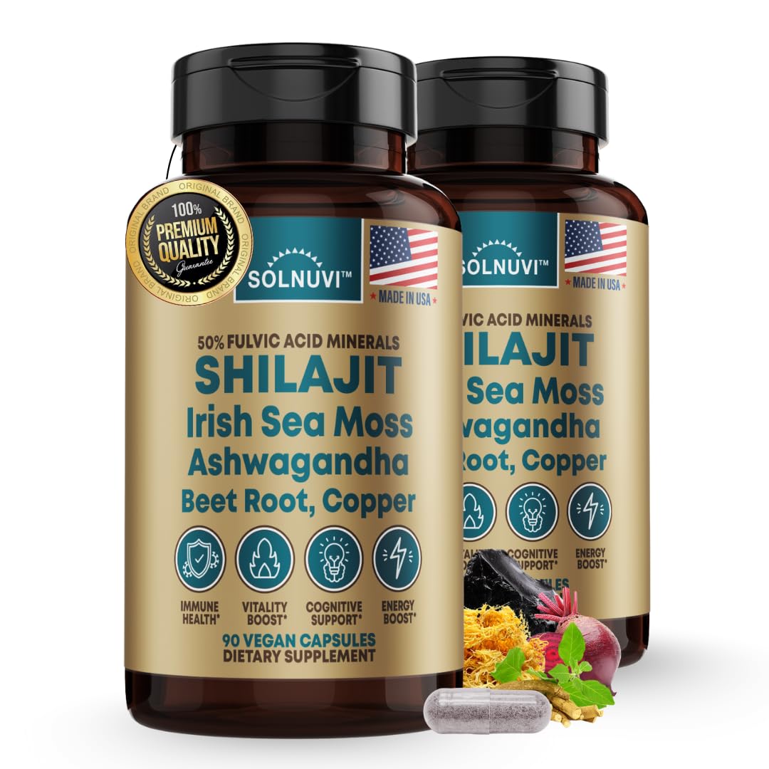 SOLNUVI Shilajit Complex Capsules front view with packaging