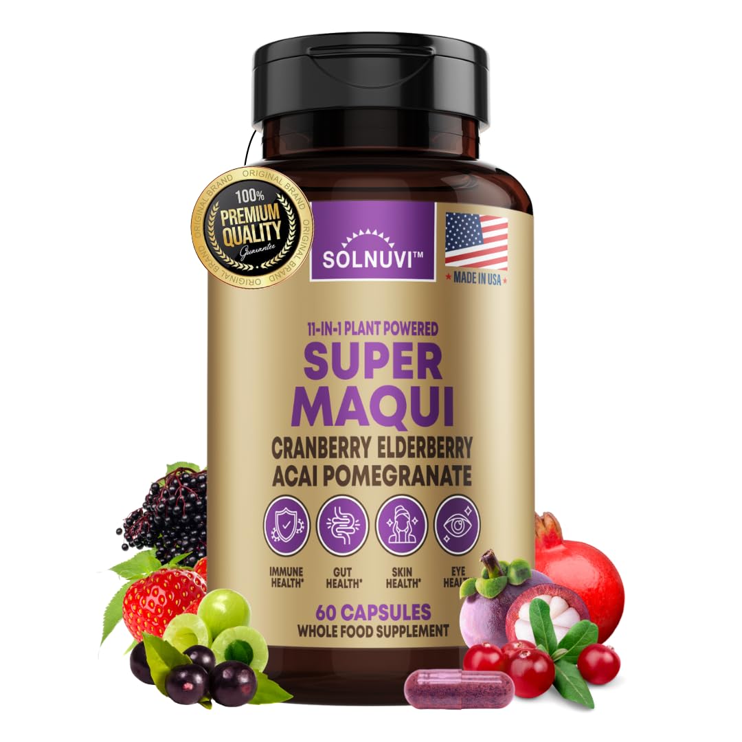 SOLNUVI Super Maqui Berry Supplement front view with 60 capsules