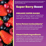 SOLNUVI Super Maqui Berry Supplement lifestyle shot with berries