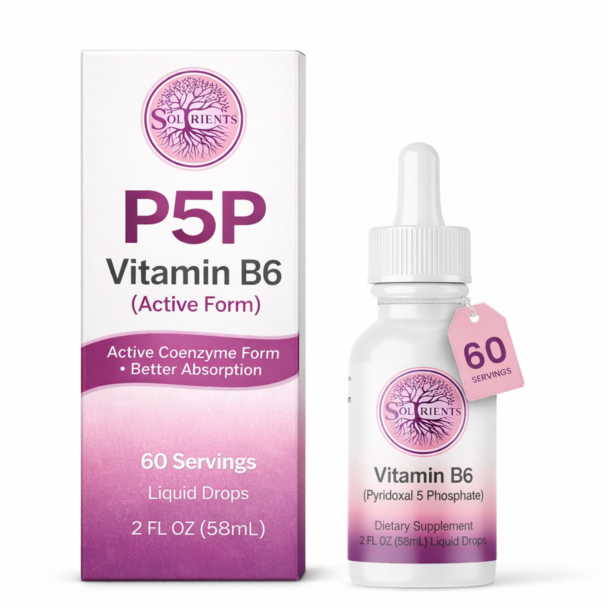 Soltrients B6 (Pyridoxal Phosphate) supplement bottle front view