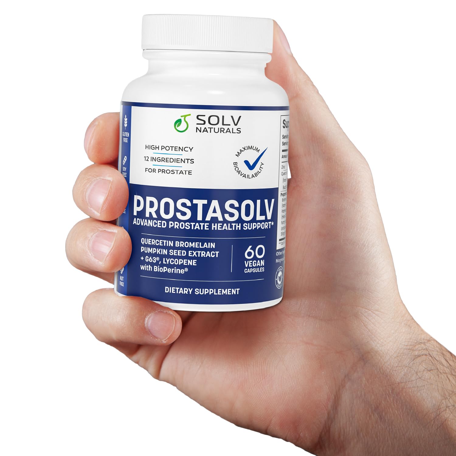 SOLV NATURALS Prostate Support Supplement bottle with 60 capsules