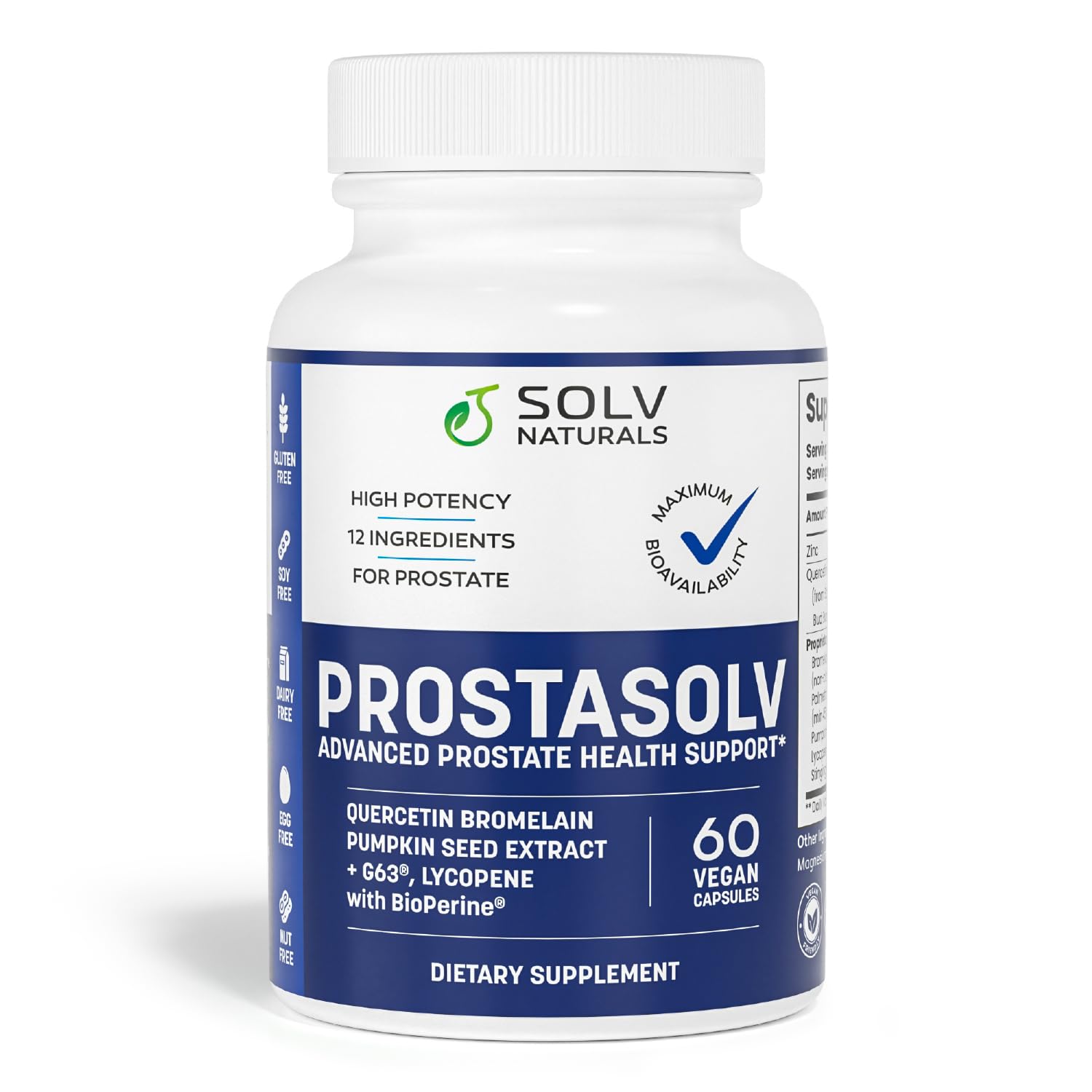 SOLV NATURALS Prostate Support Supplement front view with packaging