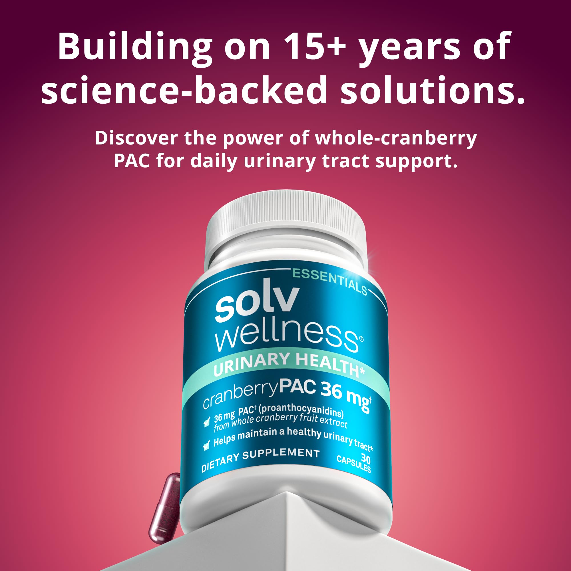 Solv Wellness Cranberry Supplement packaging with ingredients list