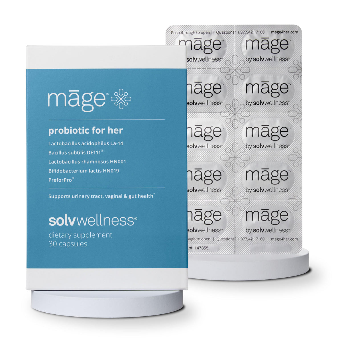 Solv Wellness Mage Probiotic Capsules for Women front view