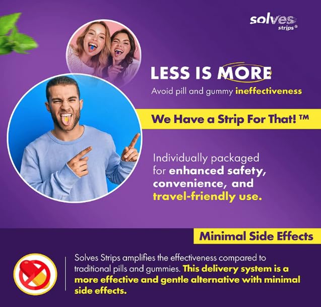 Solves Strips Melatonin Sleep Aid strips in travel pouch