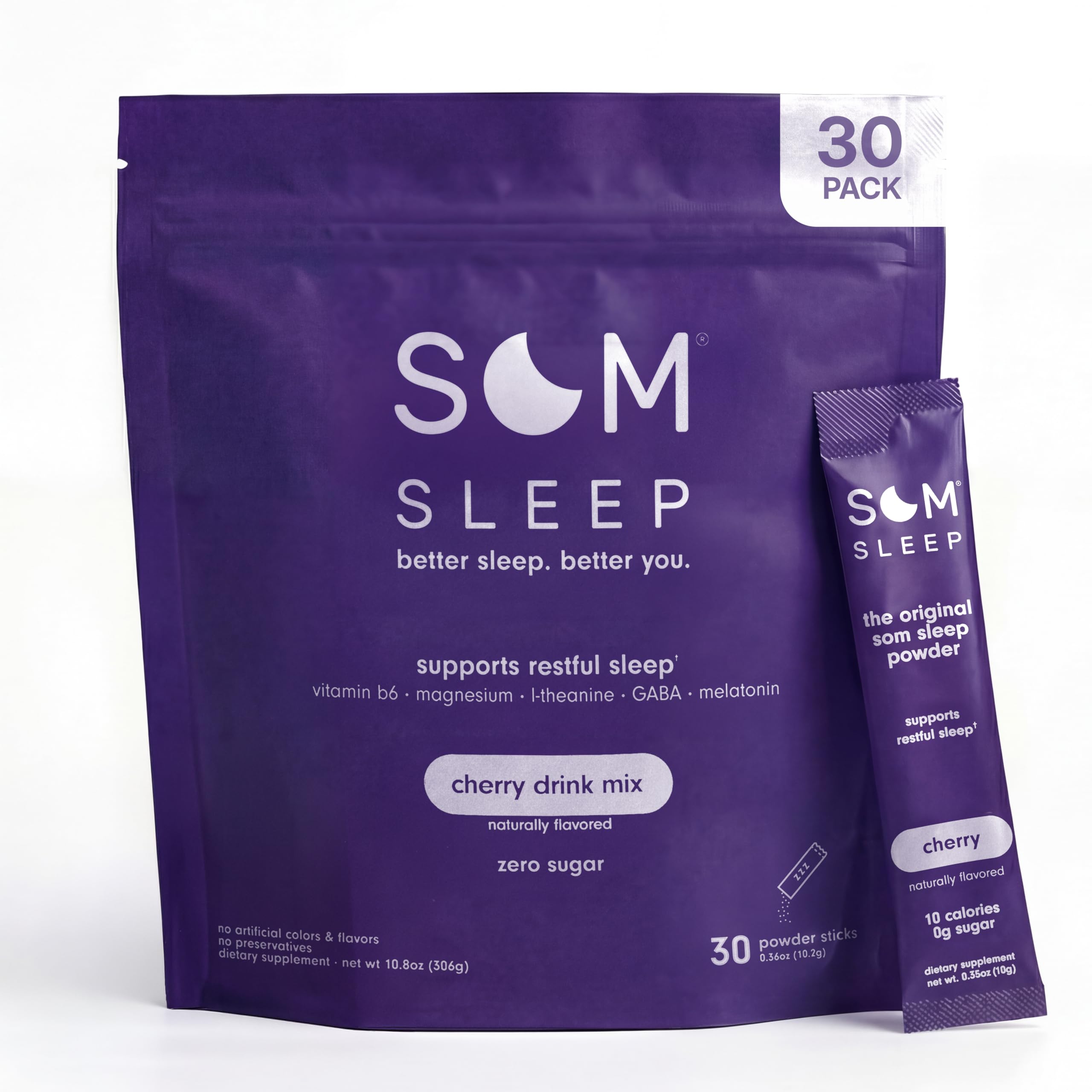 Som Sleep Powder Sleep Aid Cherry flavour front view