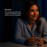Som Sleep Powder stick pack in a travel setting
