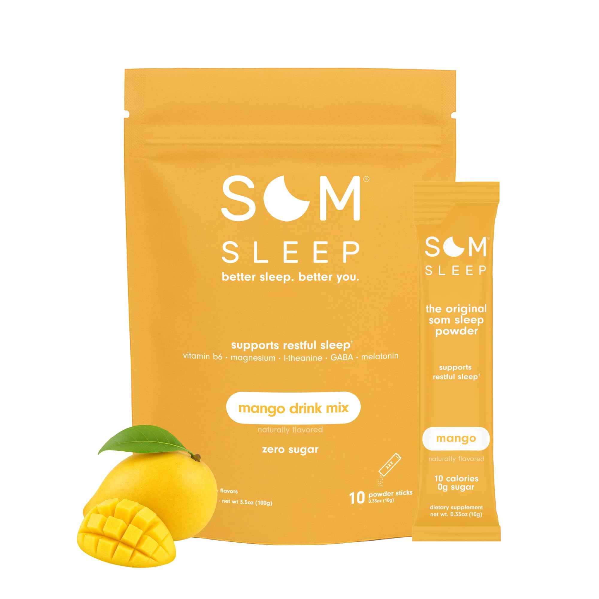 Som Sleep Restorative Sleep Drink Mix product details on a table