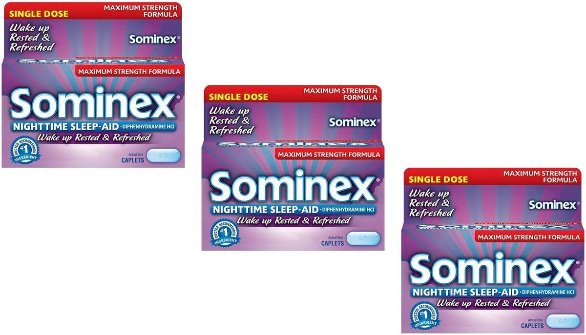 Sominex Night-Time Sleep Aid Tablets original formula pack of 3 front view