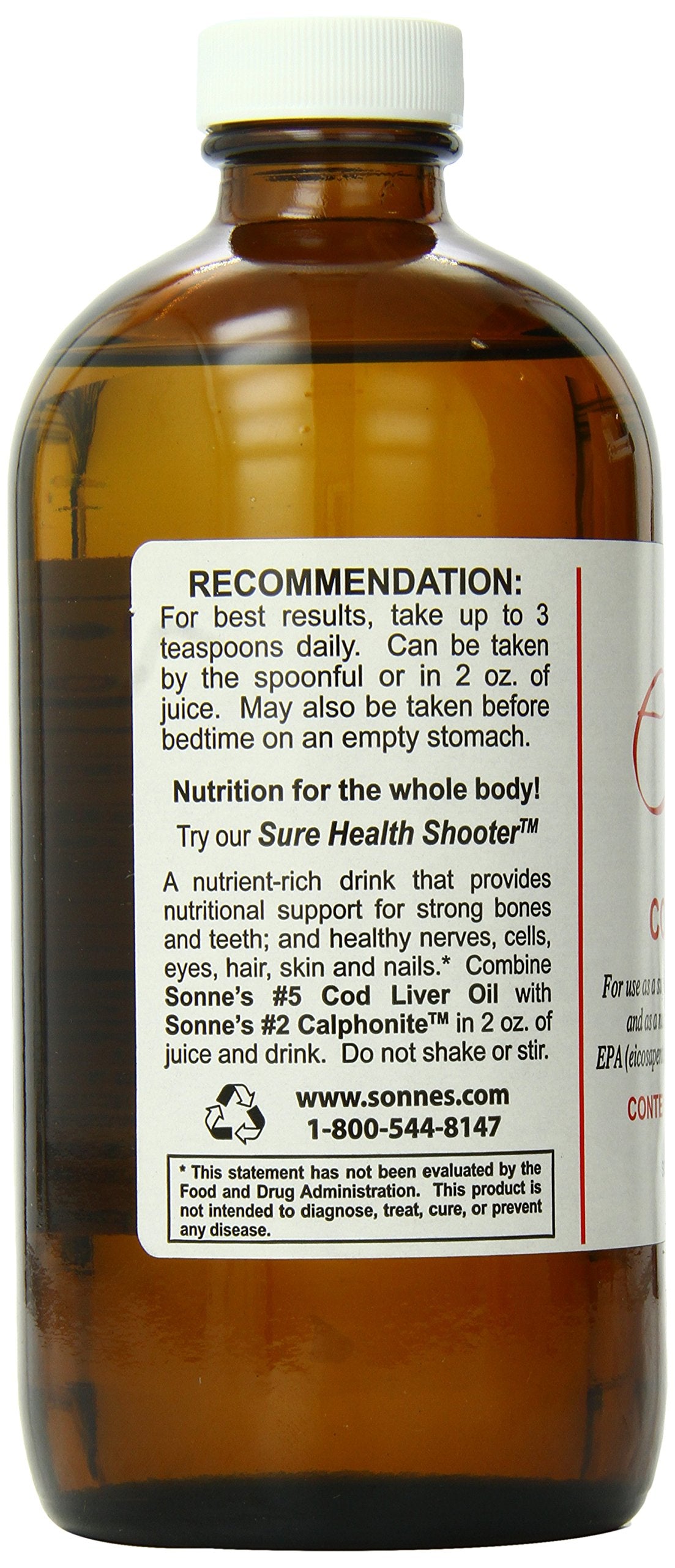 Sonne's Cod Liver Oil 454g side view highlighting bottle design