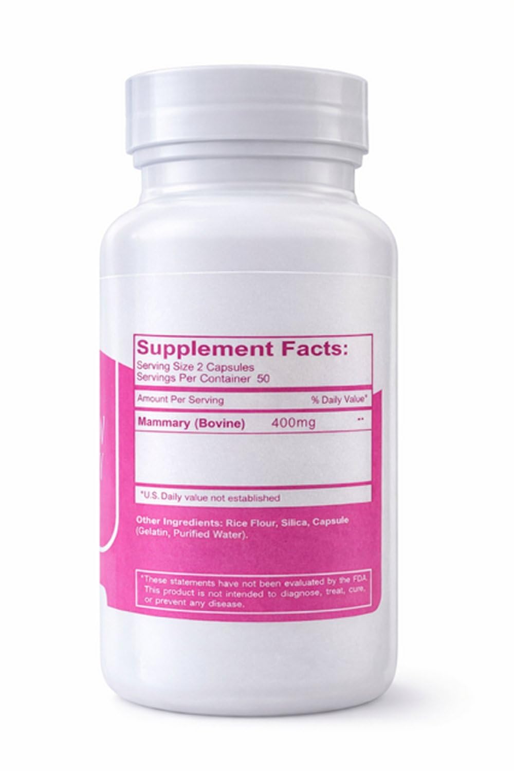 SOR, Inc. Super Raw Mammary supplement bottle side view