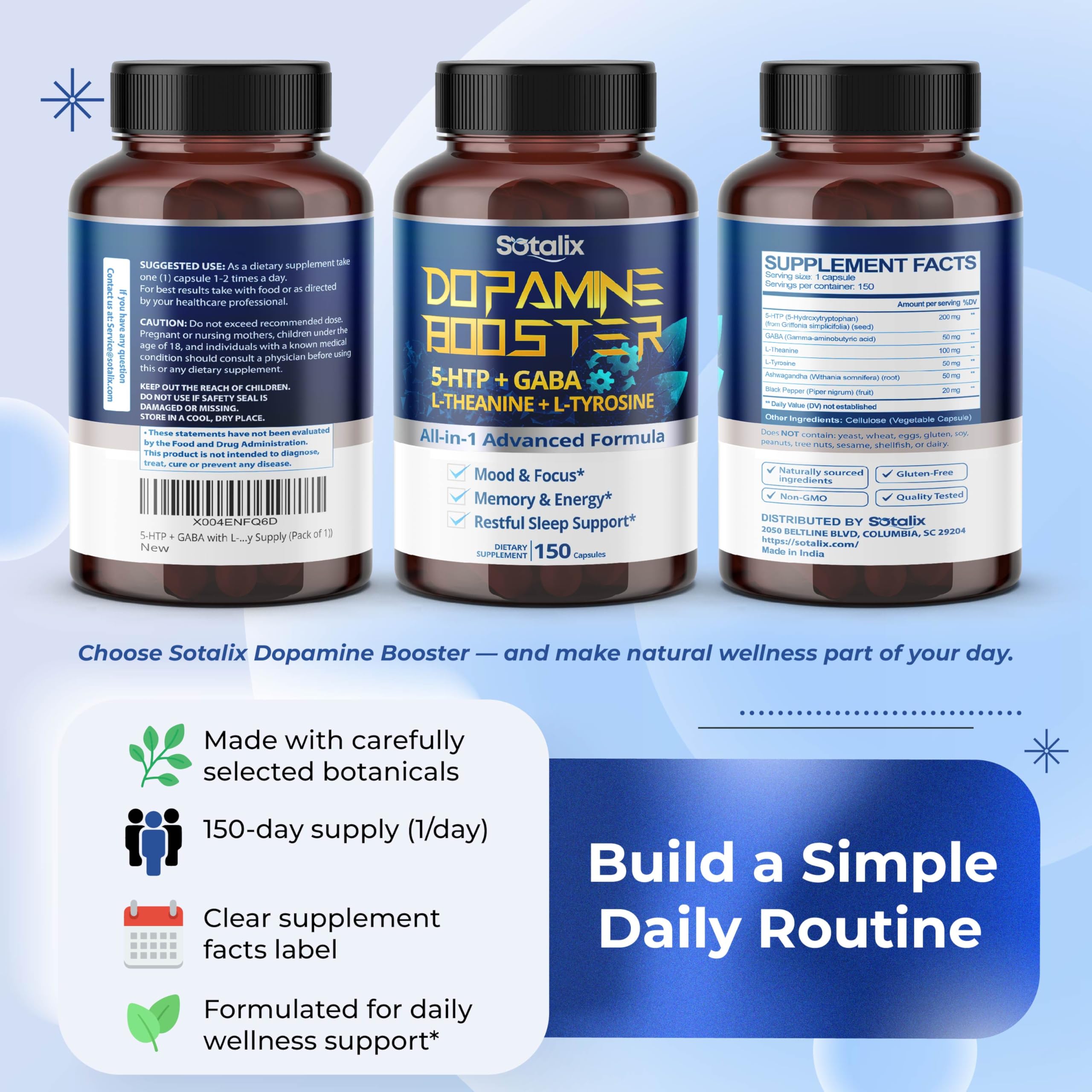 SOTALIX 5-HTP + GABA Supplement lifestyle scene with a notebook