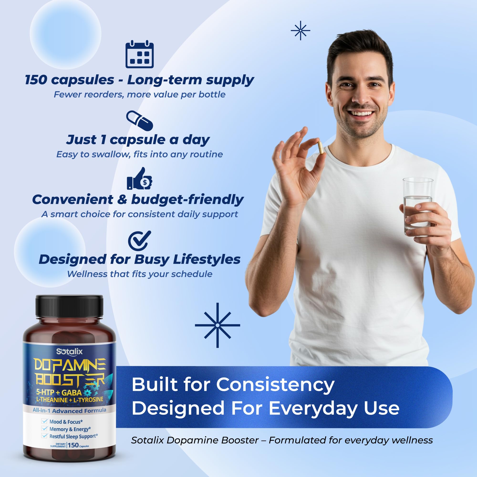 SOTALIX 5-HTP + GABA Supplement with measuring spoon