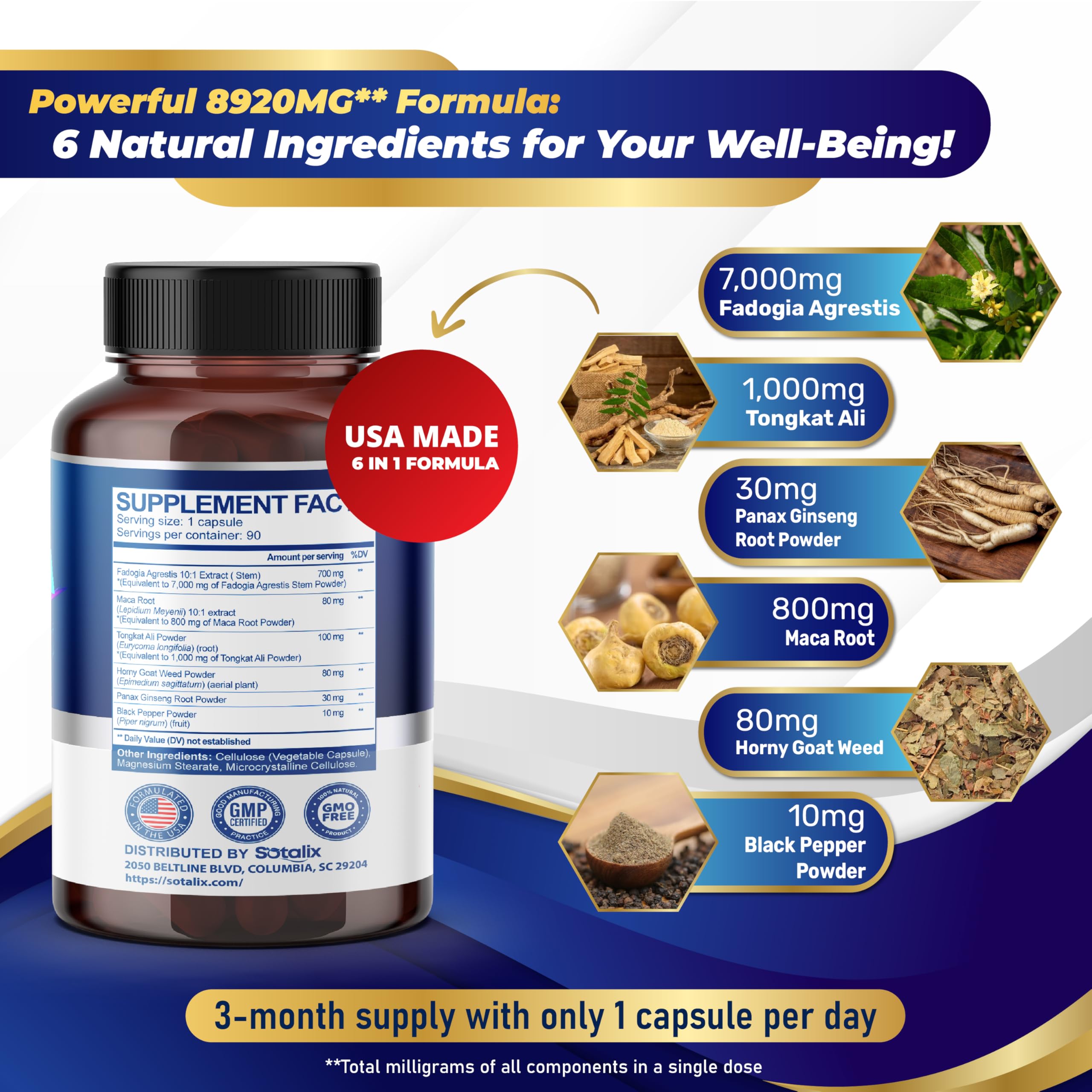 SOTALIX Blended Vitamin & Mineral Supplement 90 Capsules side view