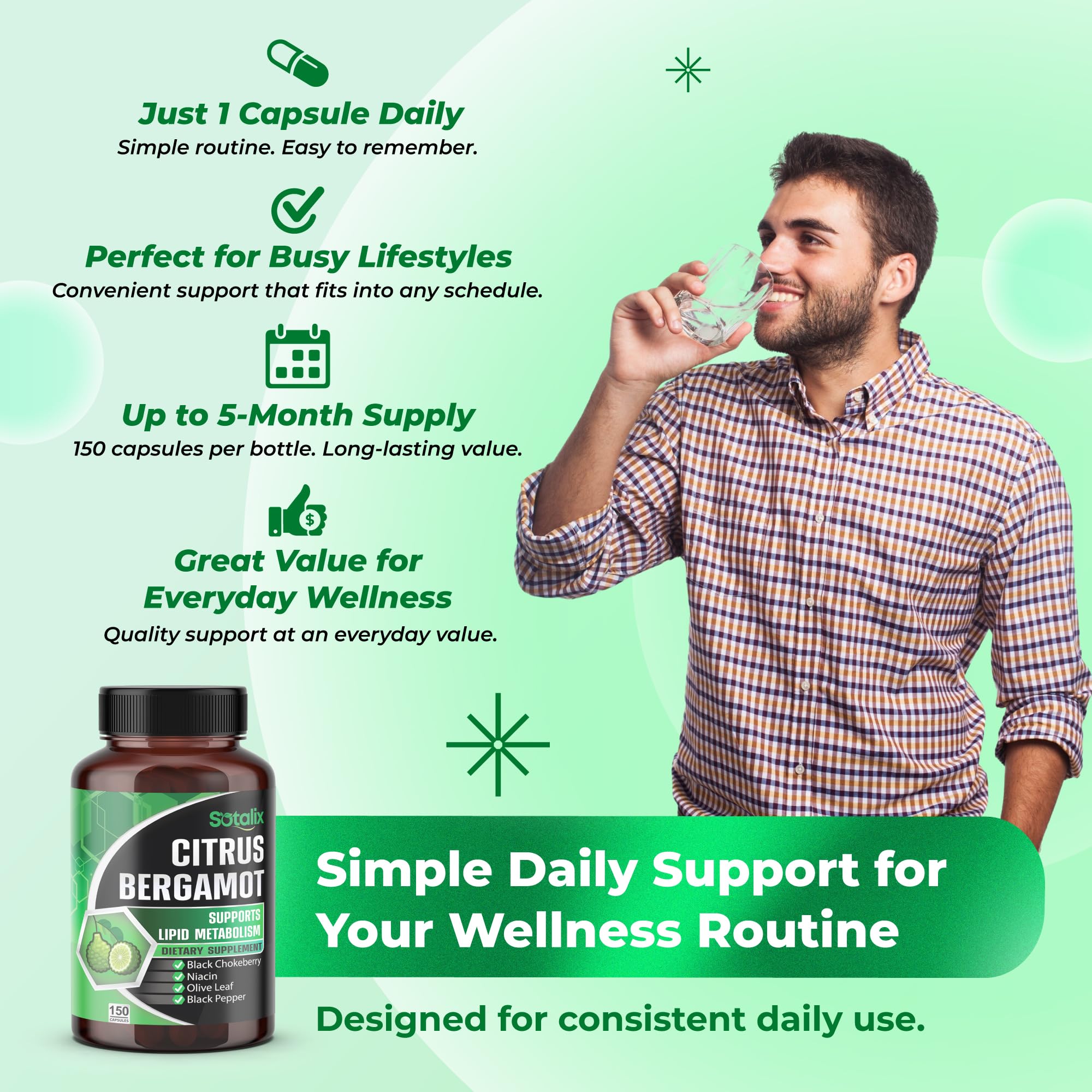 SOTALIX Citrus Bergamot Ultra Formula 15g displayed with other supplements