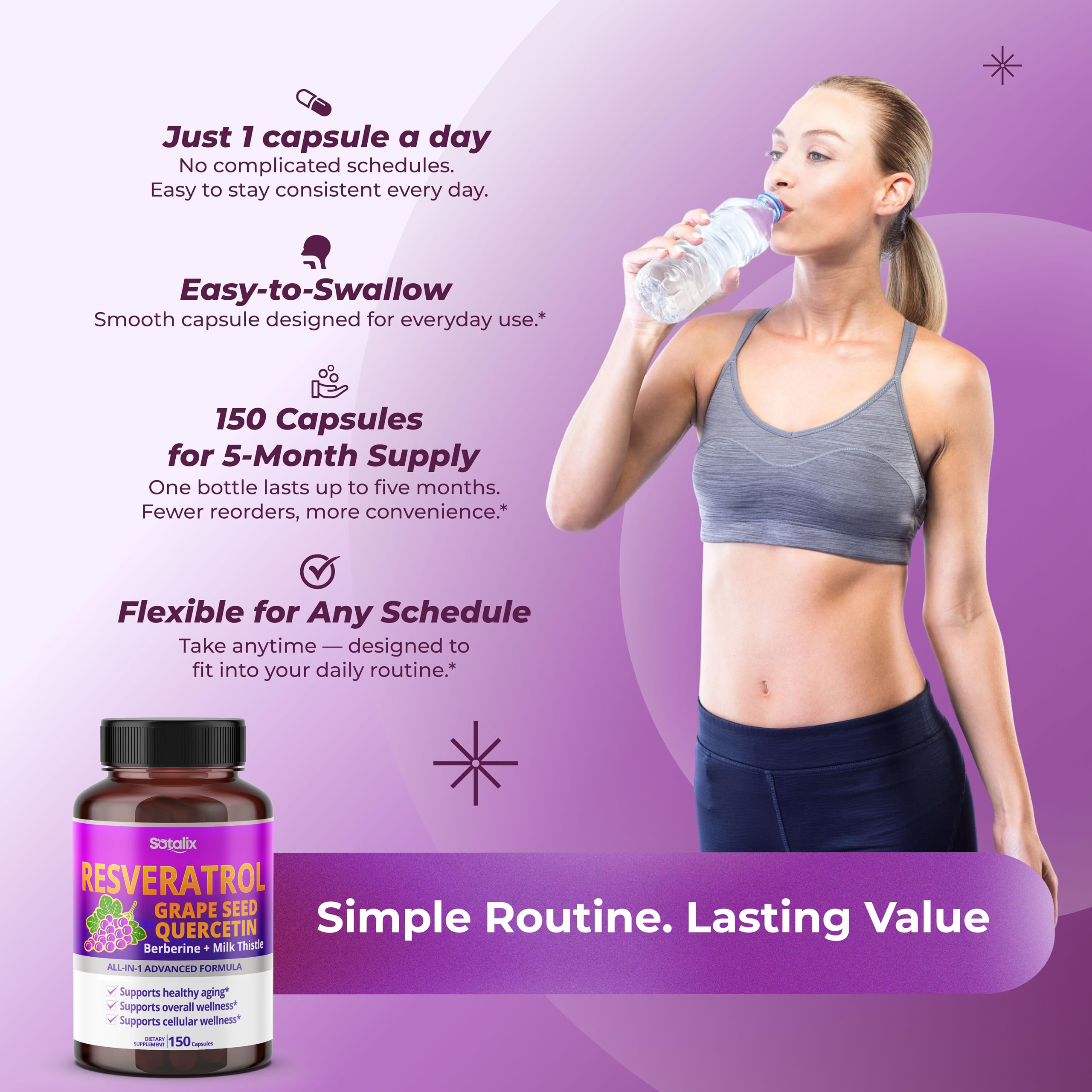 Sotalix Resveratrol Supplement bottle back view showing nutritional information
