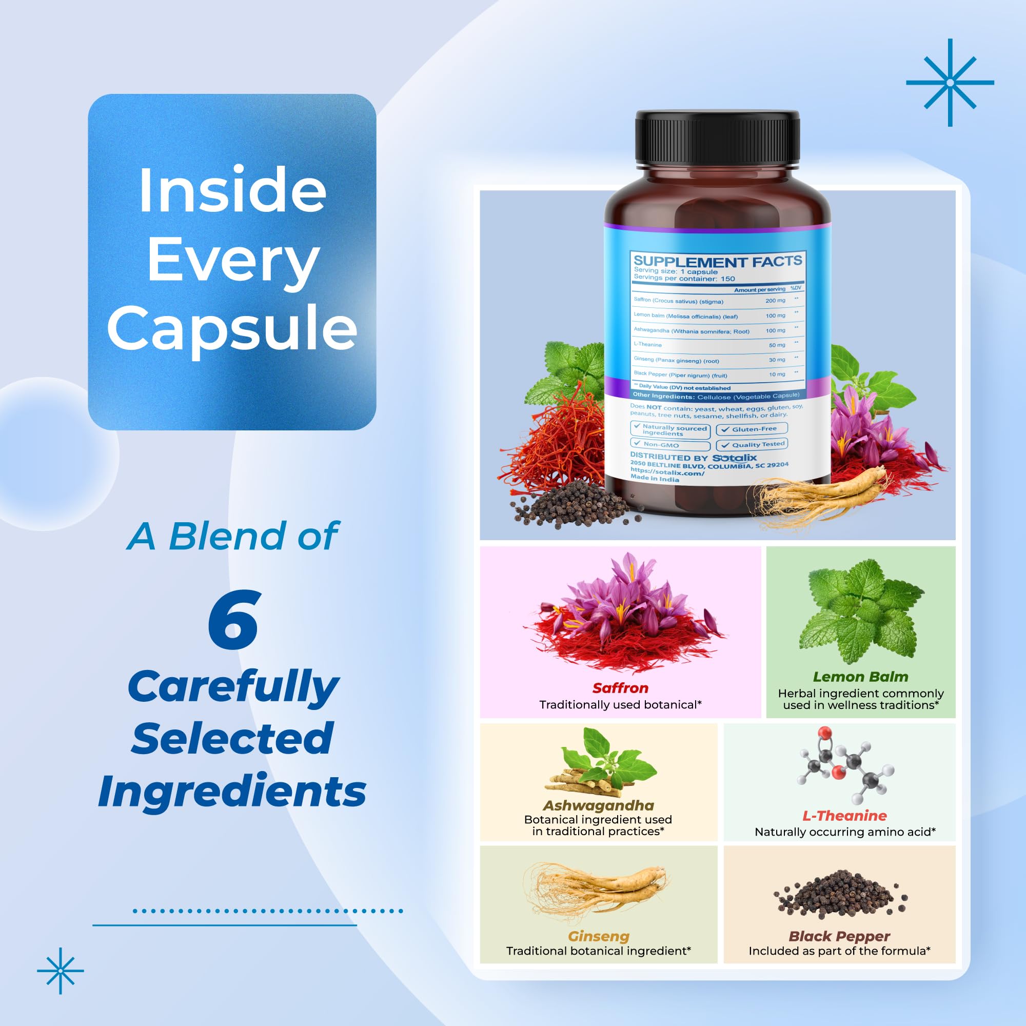 SOTALIX Saffron 6-in-1 Blend ingredients list