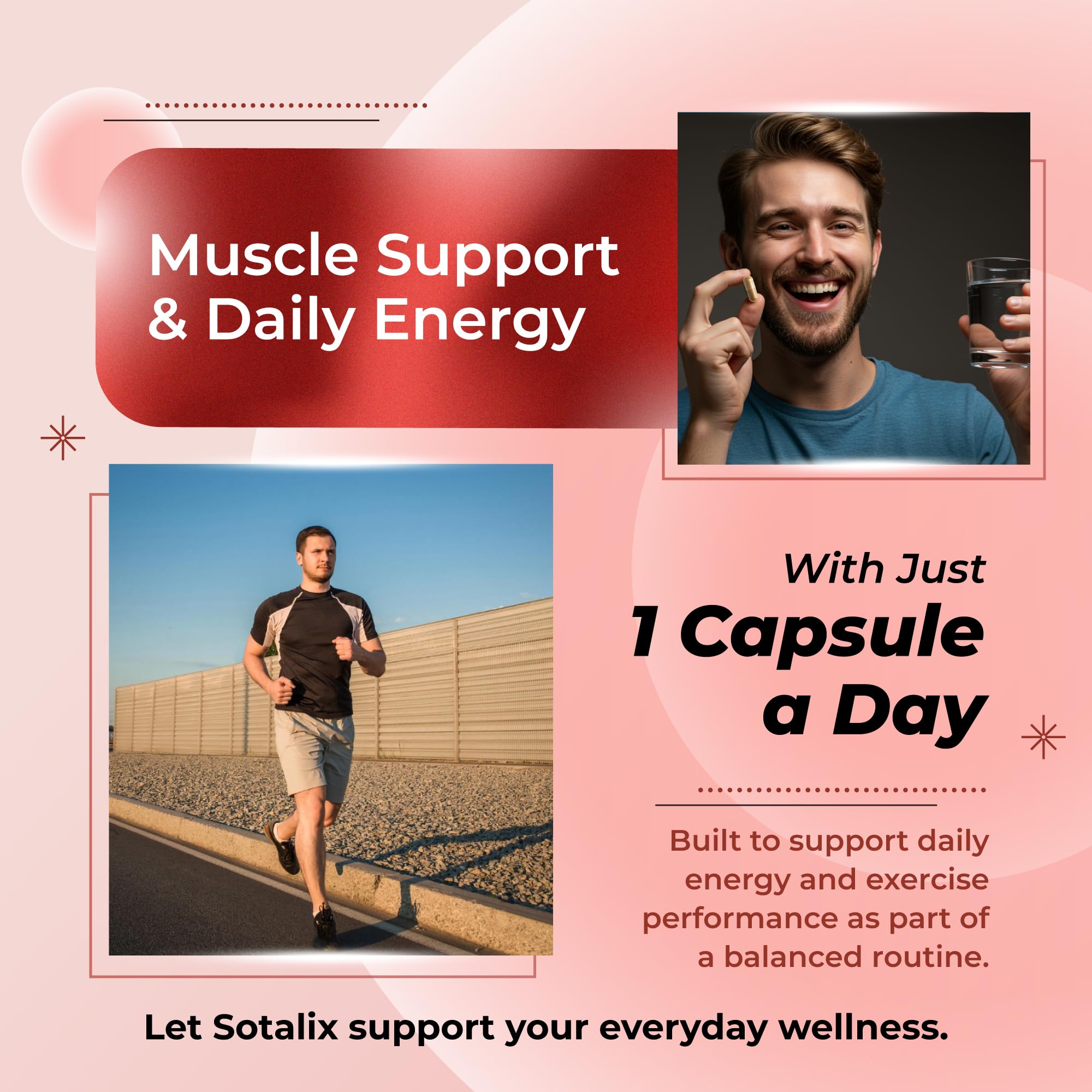 SOTALIX SUPPLEMENT Blended Vitamin & Mineral Supplement side view showing capsule count