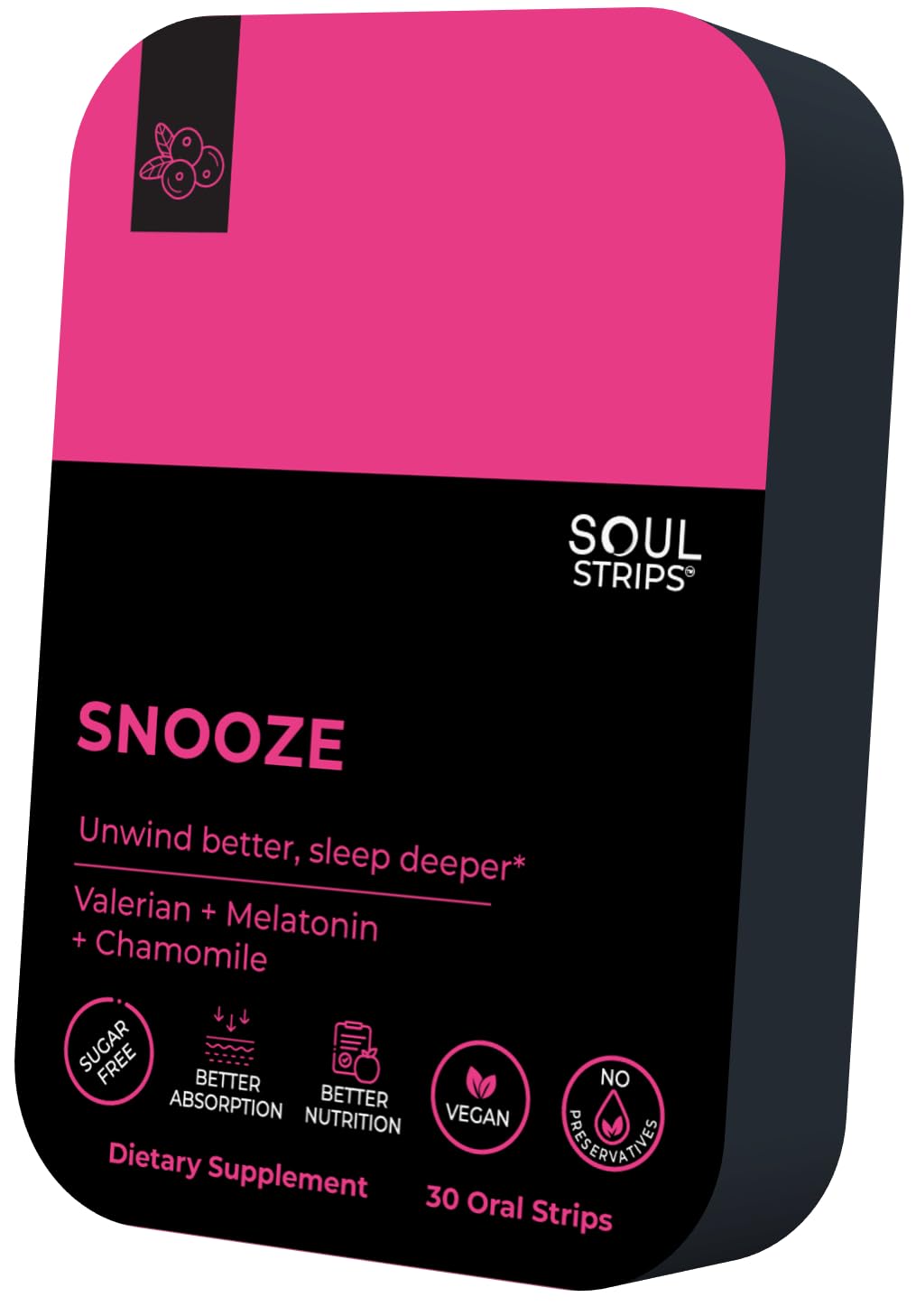 Soul Strips Snooze Vegan Cranberry Flavor front view