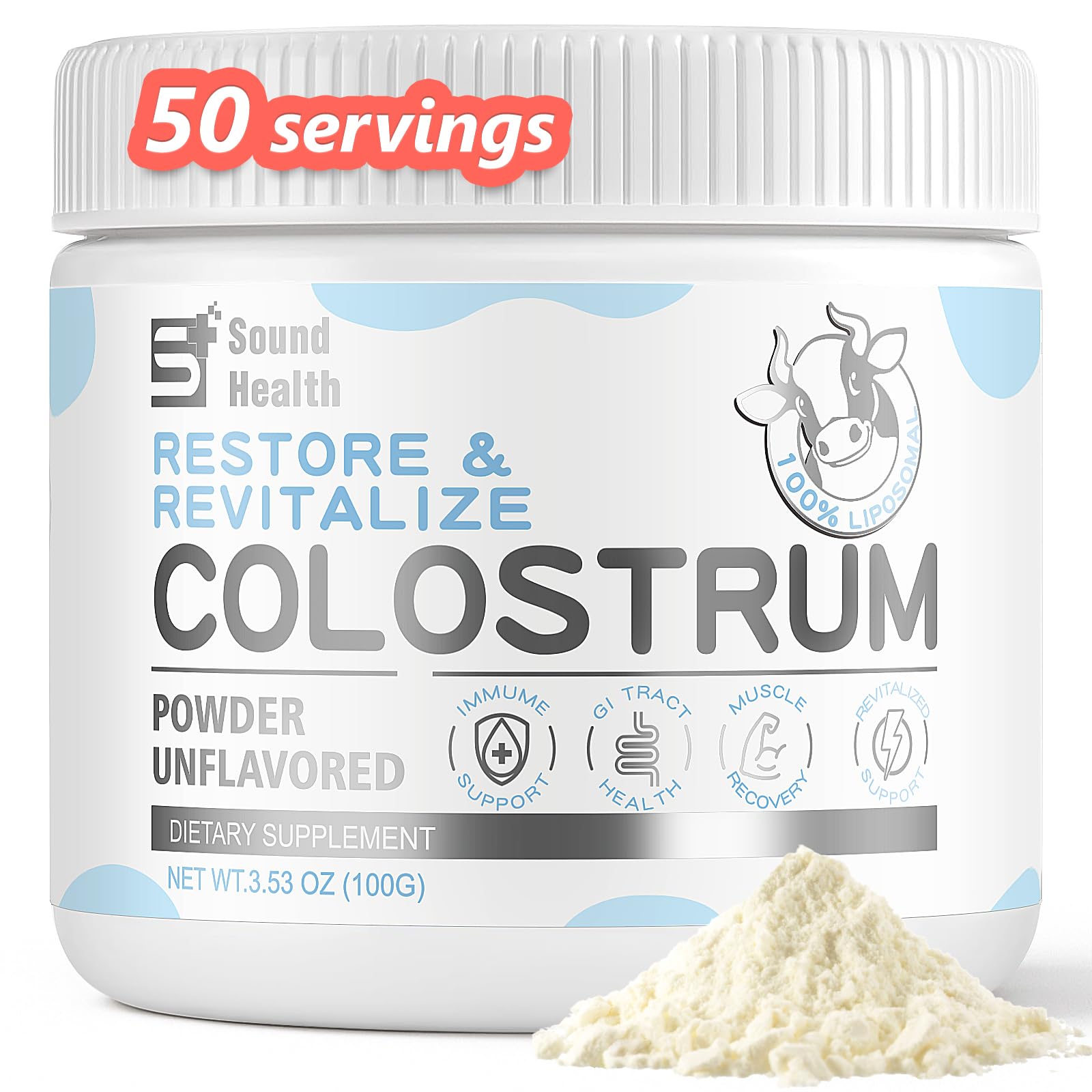 Sound Health Bovine Colostrum Powder front view packaging