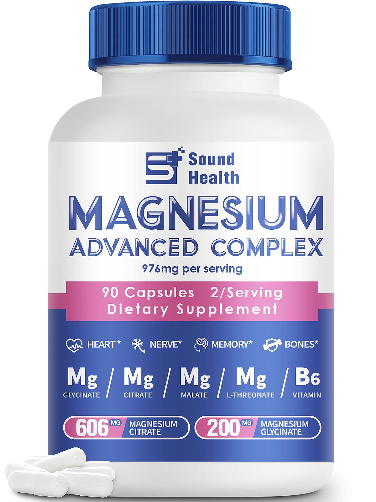 Sound Health Plus Magnesium Complex Capsules bottle front view
