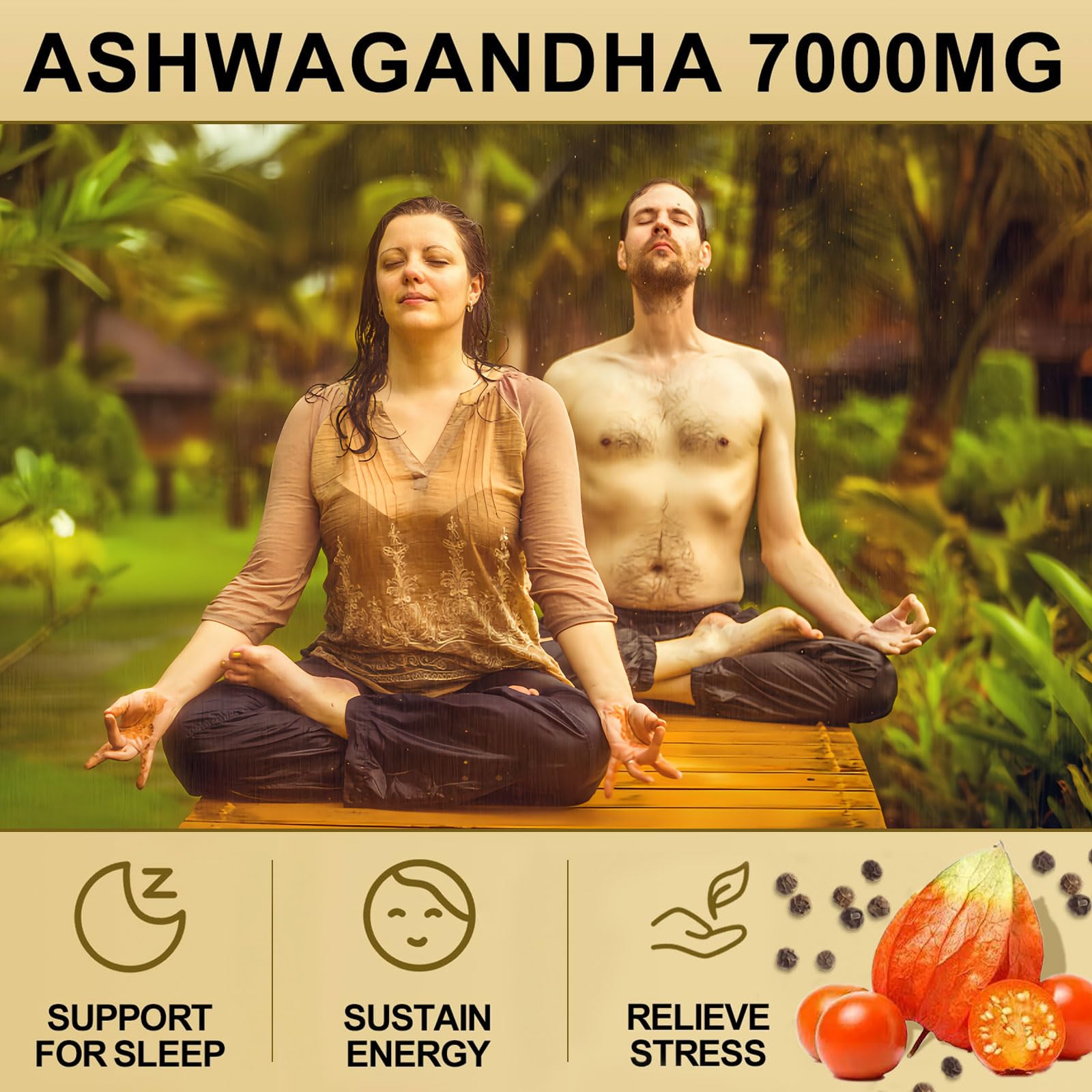 SoundHealth Ashwagandha Supplement 7000mg bottle with dosage