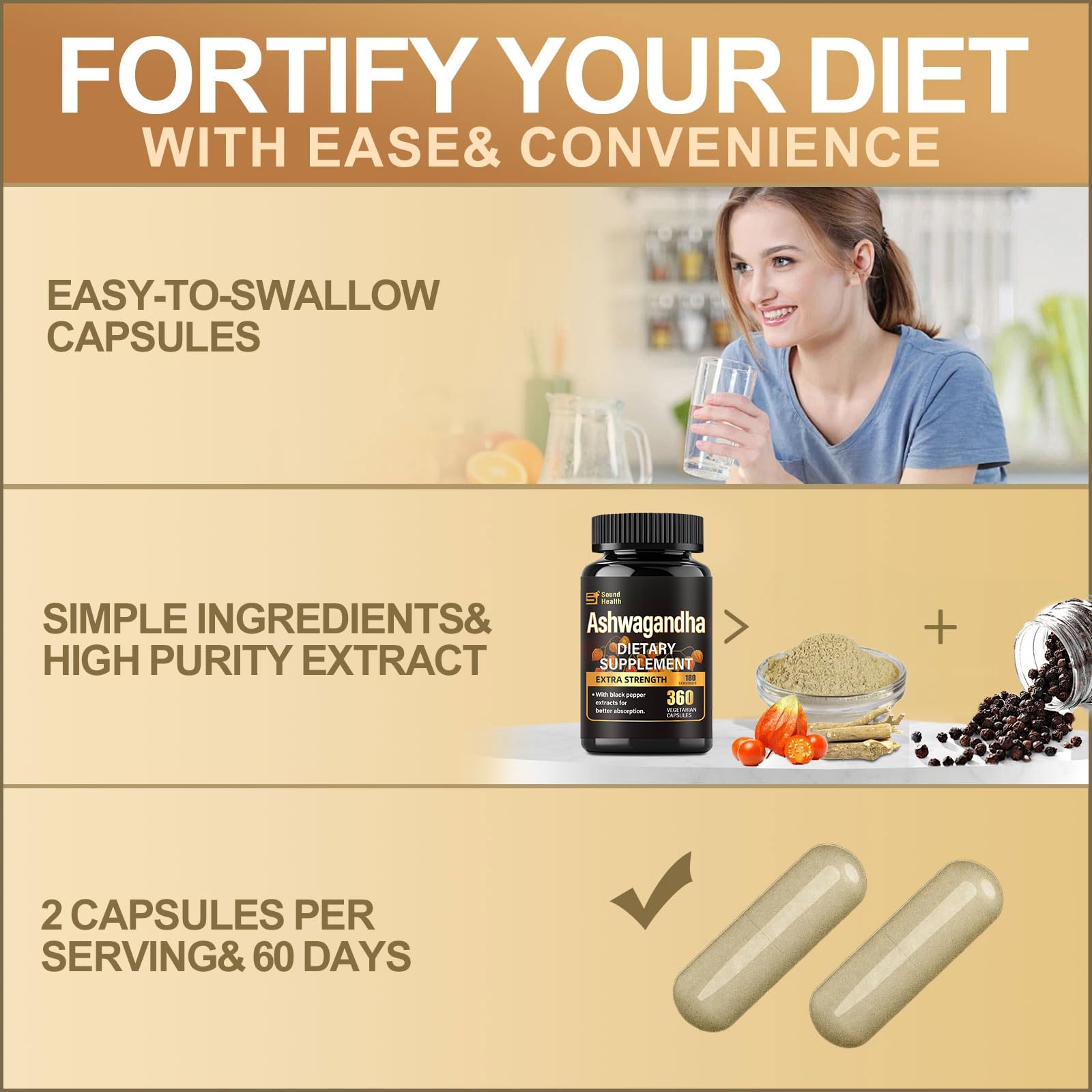 SoundHealth Ashwagandha Supplement 7000mg ingredients list