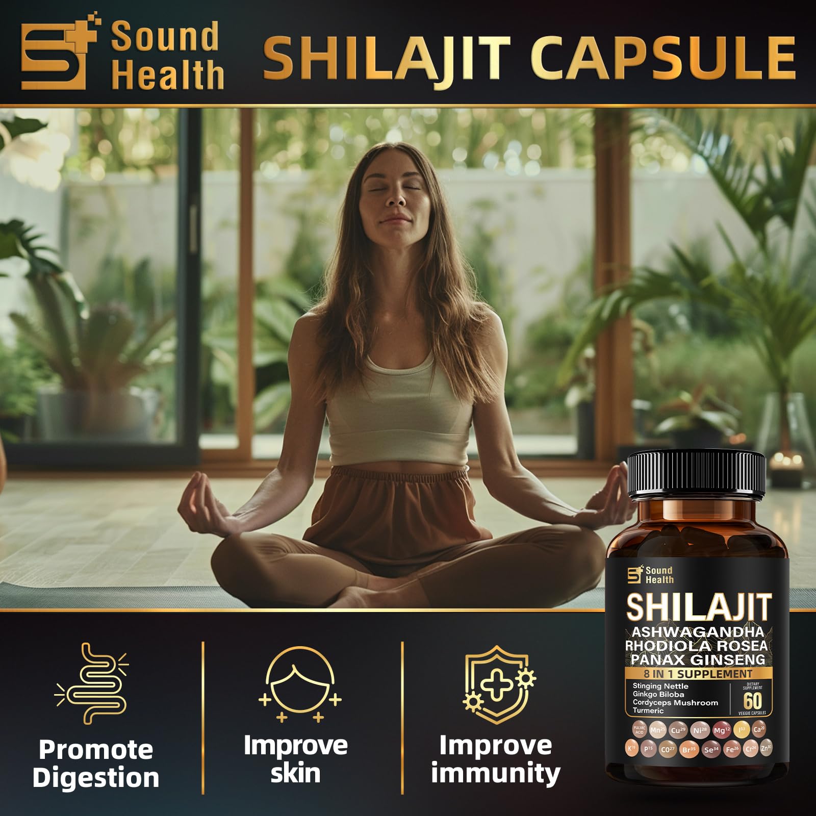 SoundHealth Blended Vitamin & Mineral Supplement side view with label