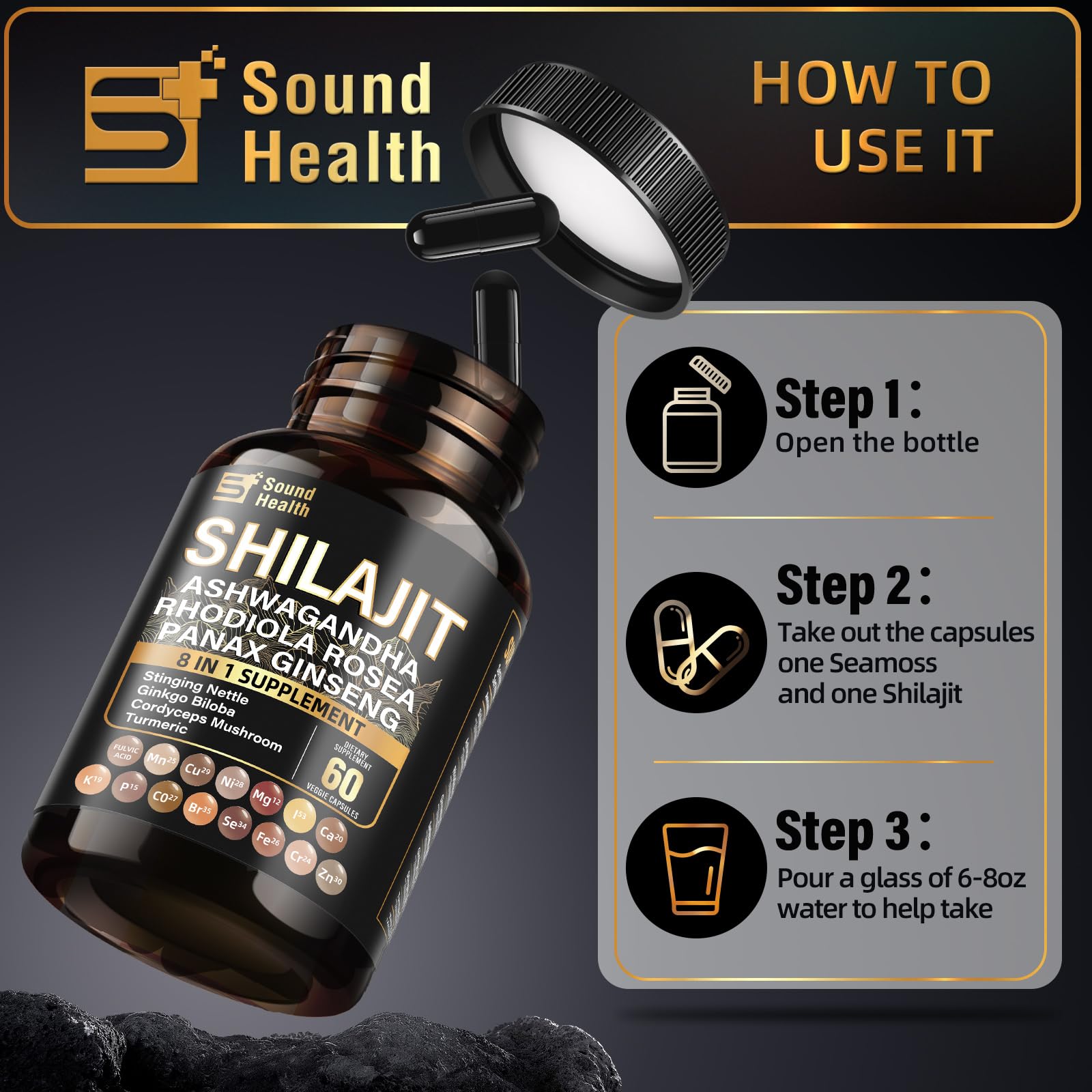 SoundHealth Shilajit Supplement with natural ingredients