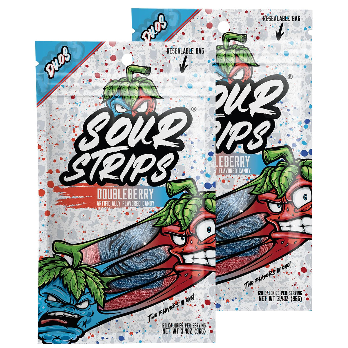 SOUR STRIPS Sour Candy Strips Doubleberry flavour front view