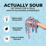 SOUR STRIPS Sour Candy Strips packaging with Doubleberry flavour