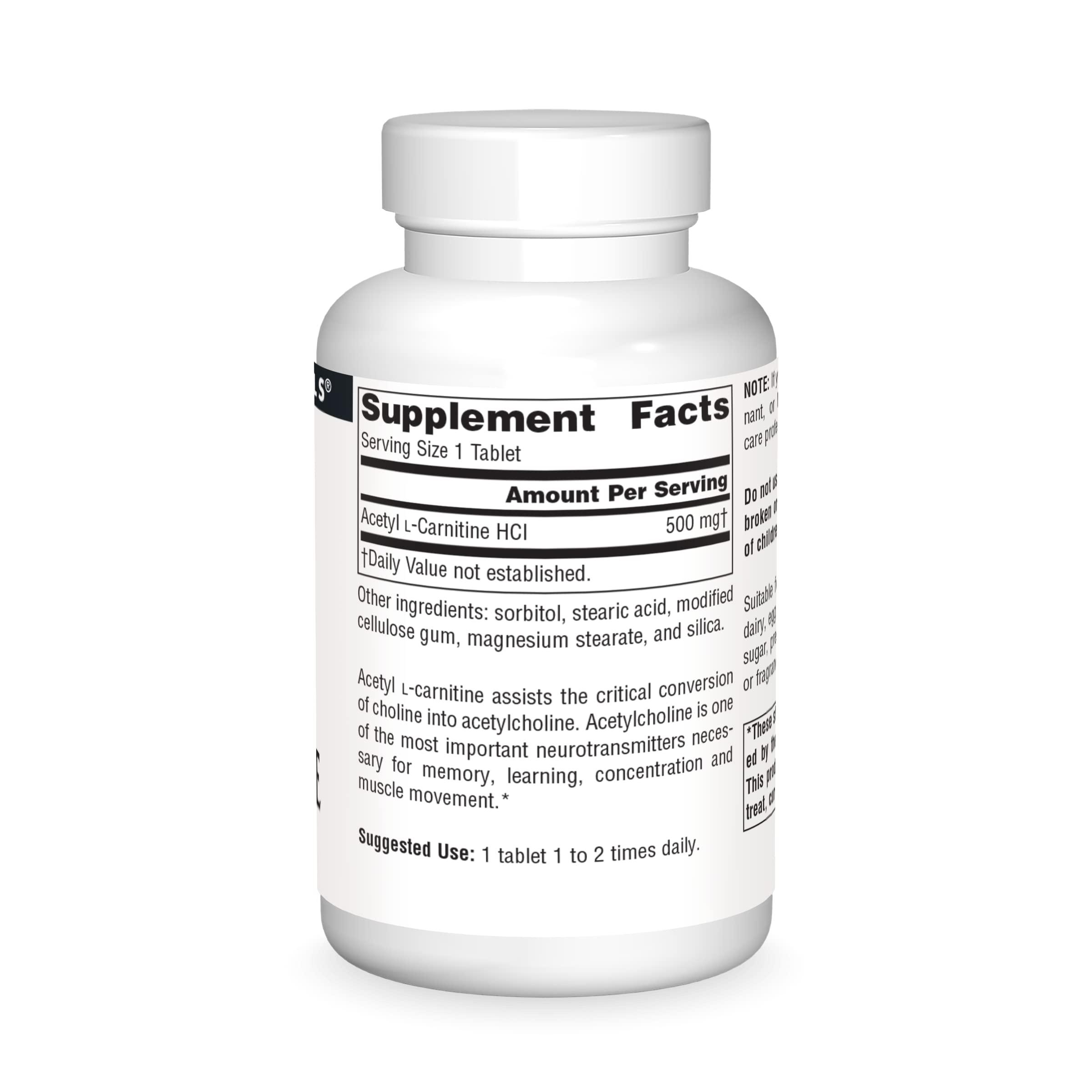 Source Naturals Acetyl-L-Carnitine capsule bottle side view