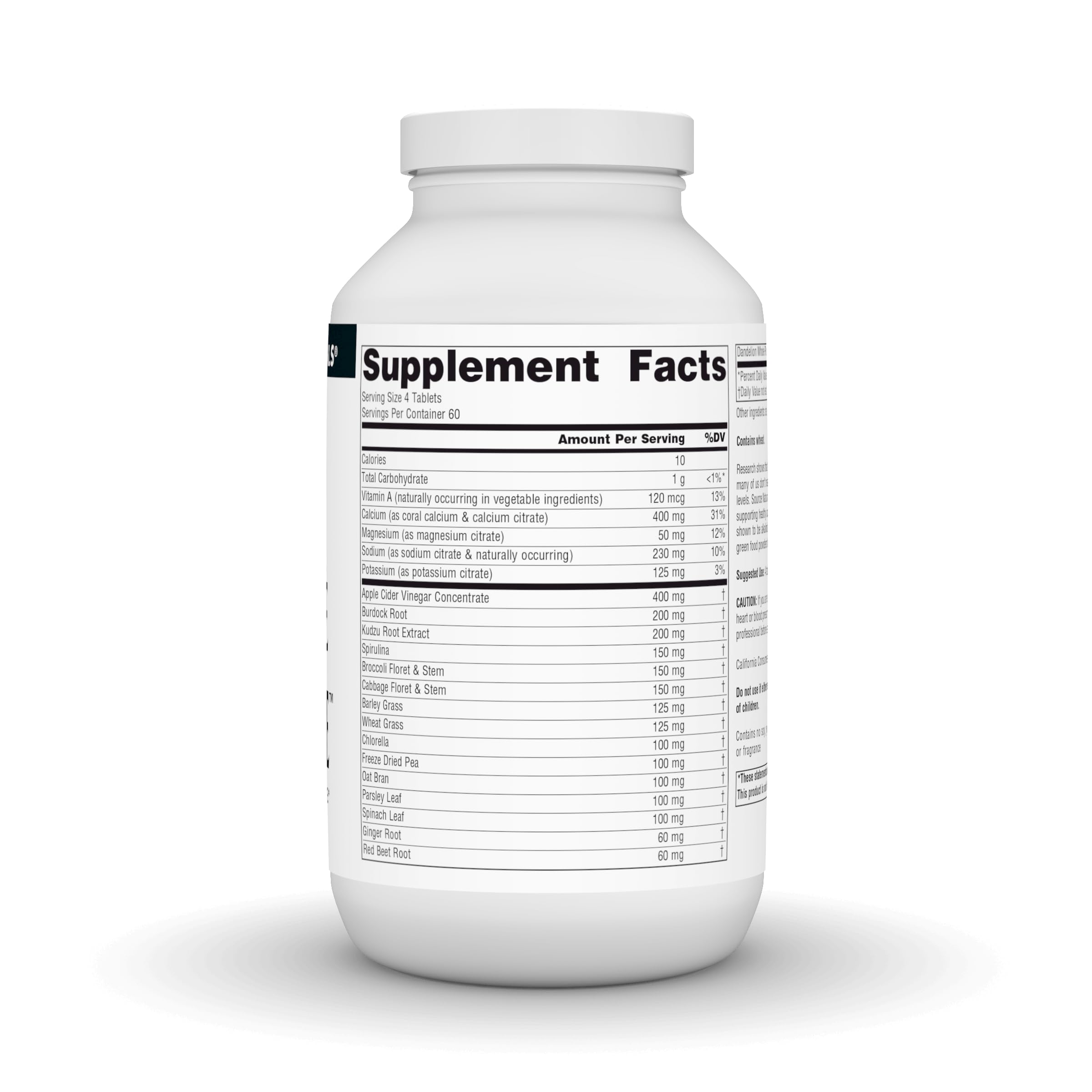 Source Naturals Alkaline Balance 45g back view with ingredients