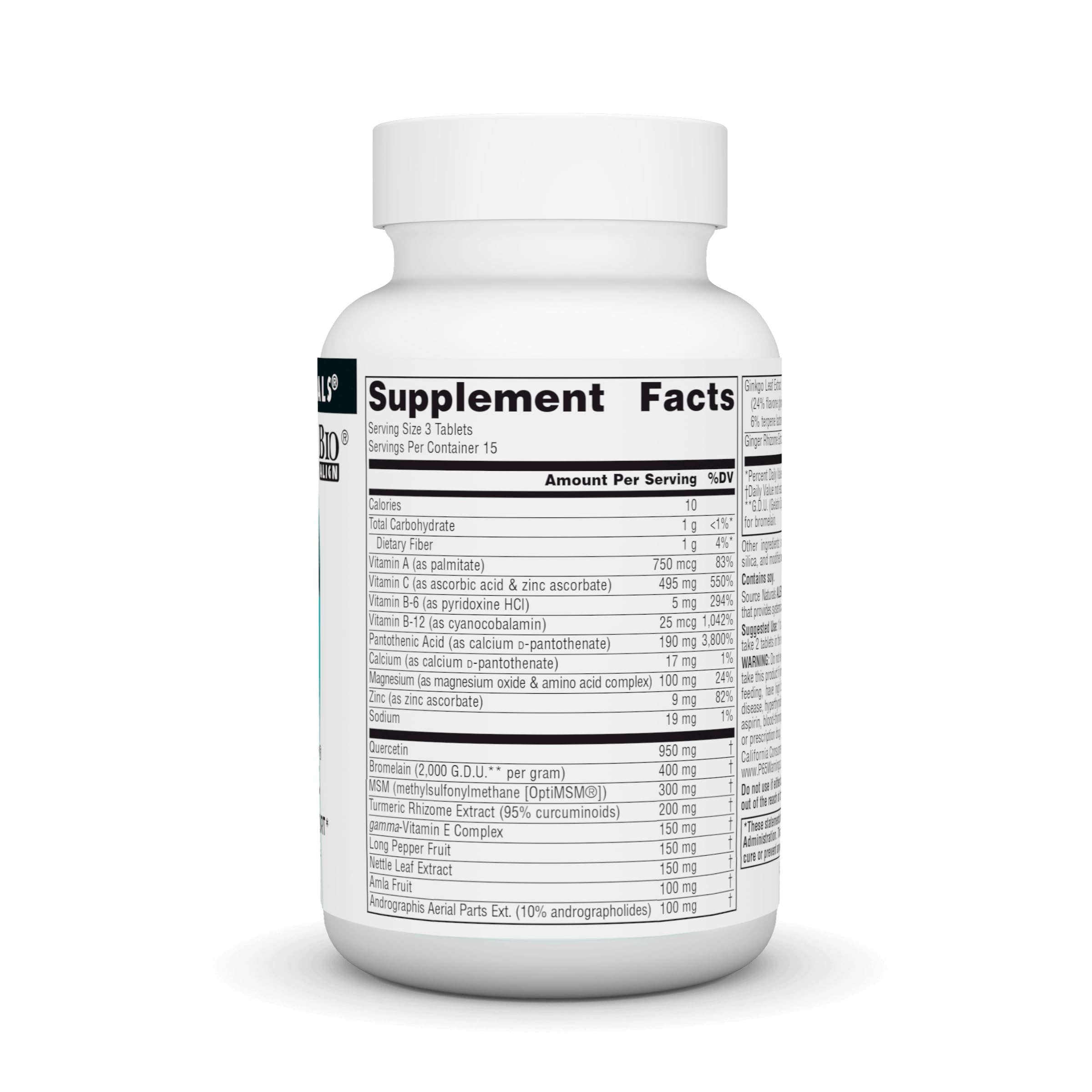 Source Naturals Aller-Response 90 Tablets side view