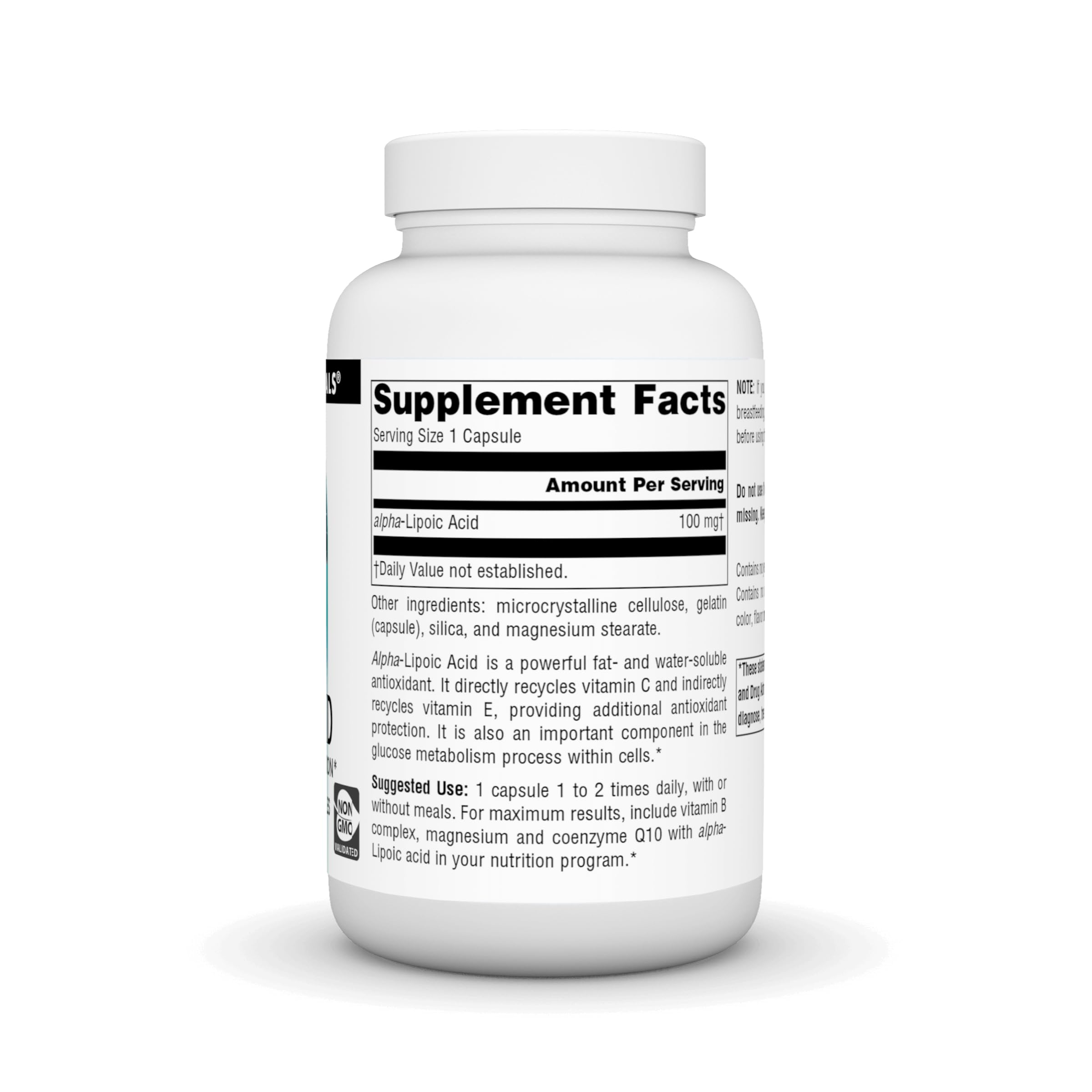 Source Naturals Alpha Lipoic Acid 45g supplement side view