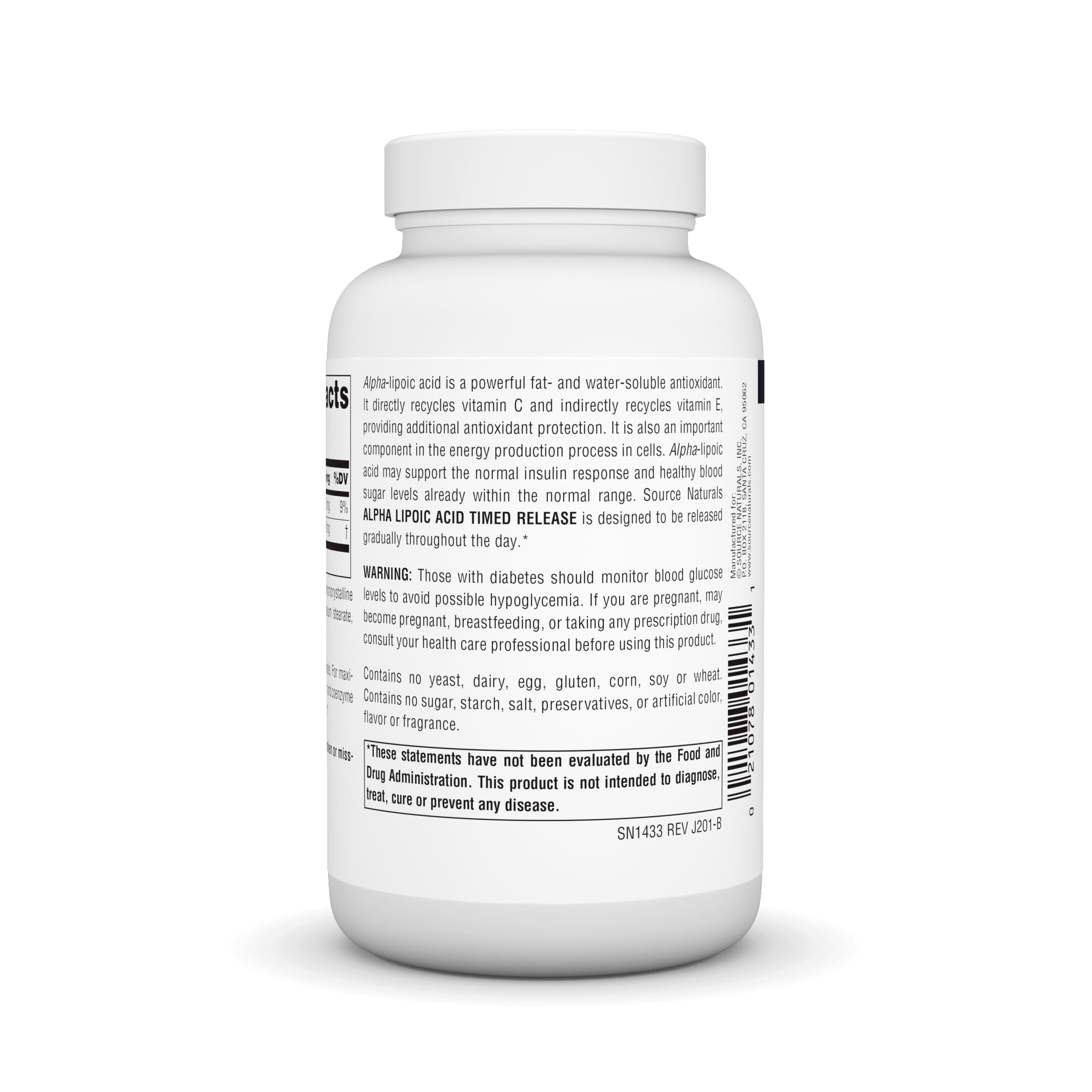 Source Naturals Alpha Lipoic Acid 45g tablet ingredients list