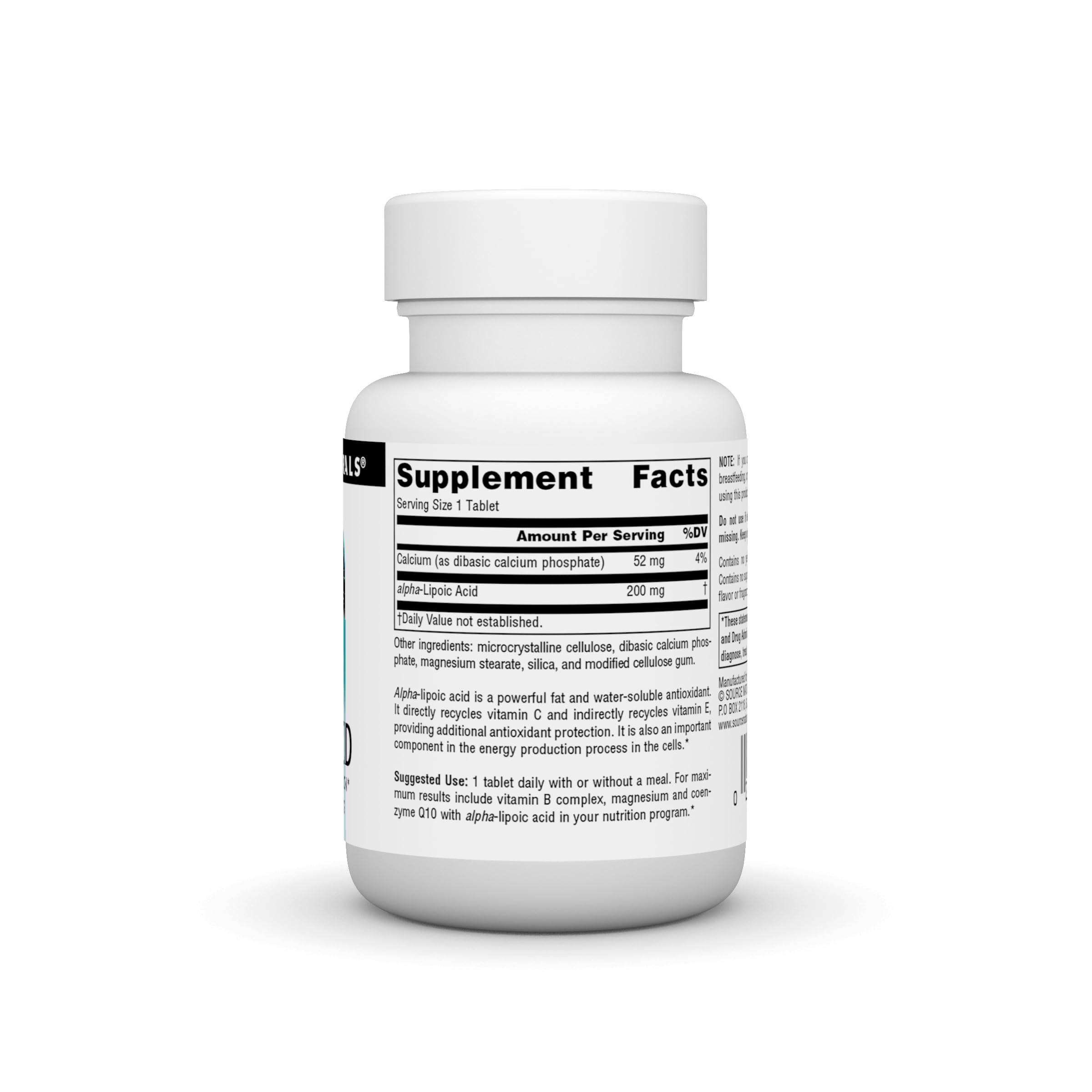 Source Naturals Alpha Lipoic Acid Timed Release 41g side view