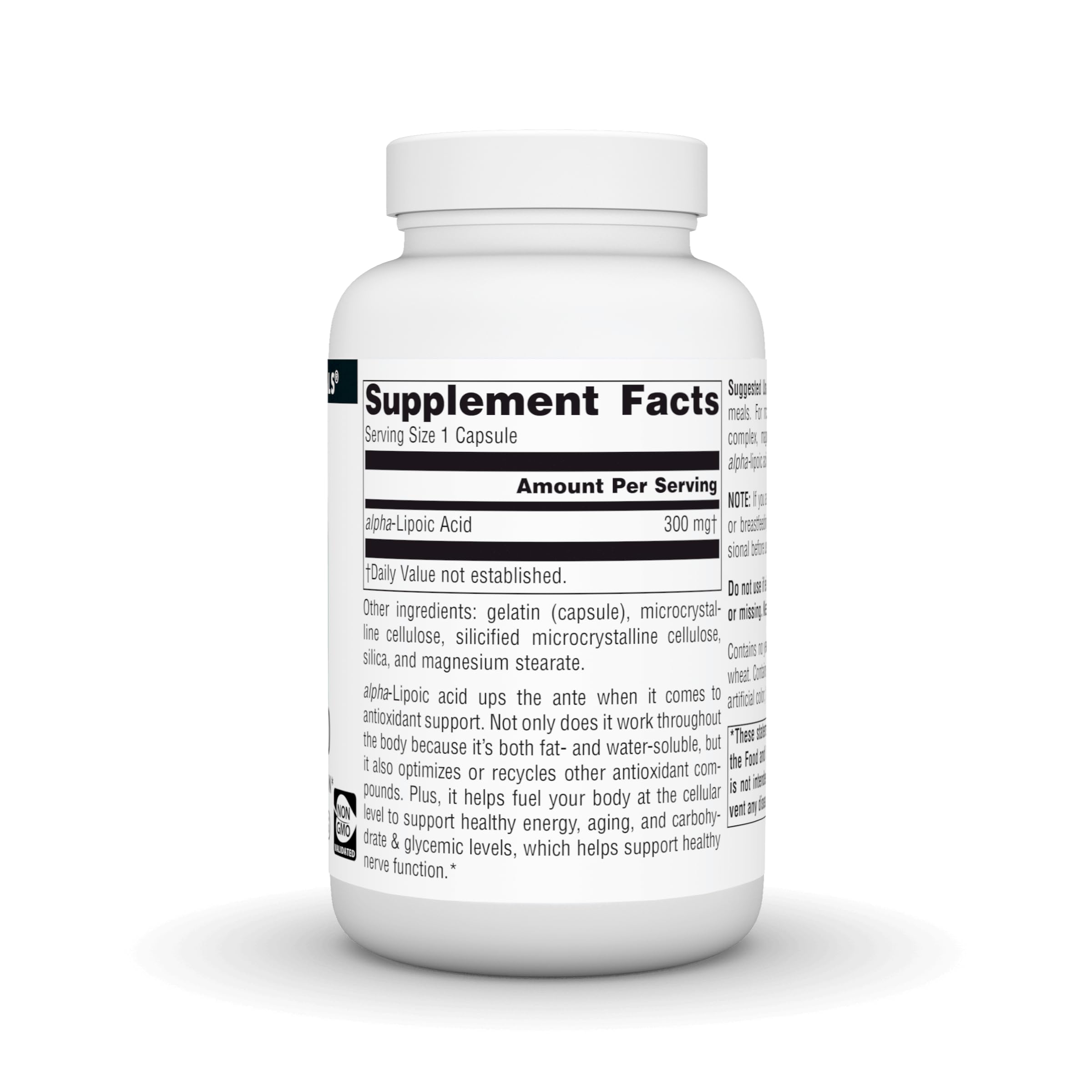 Source Naturals Alpha Lipoic Acid Timed Release bottle side view