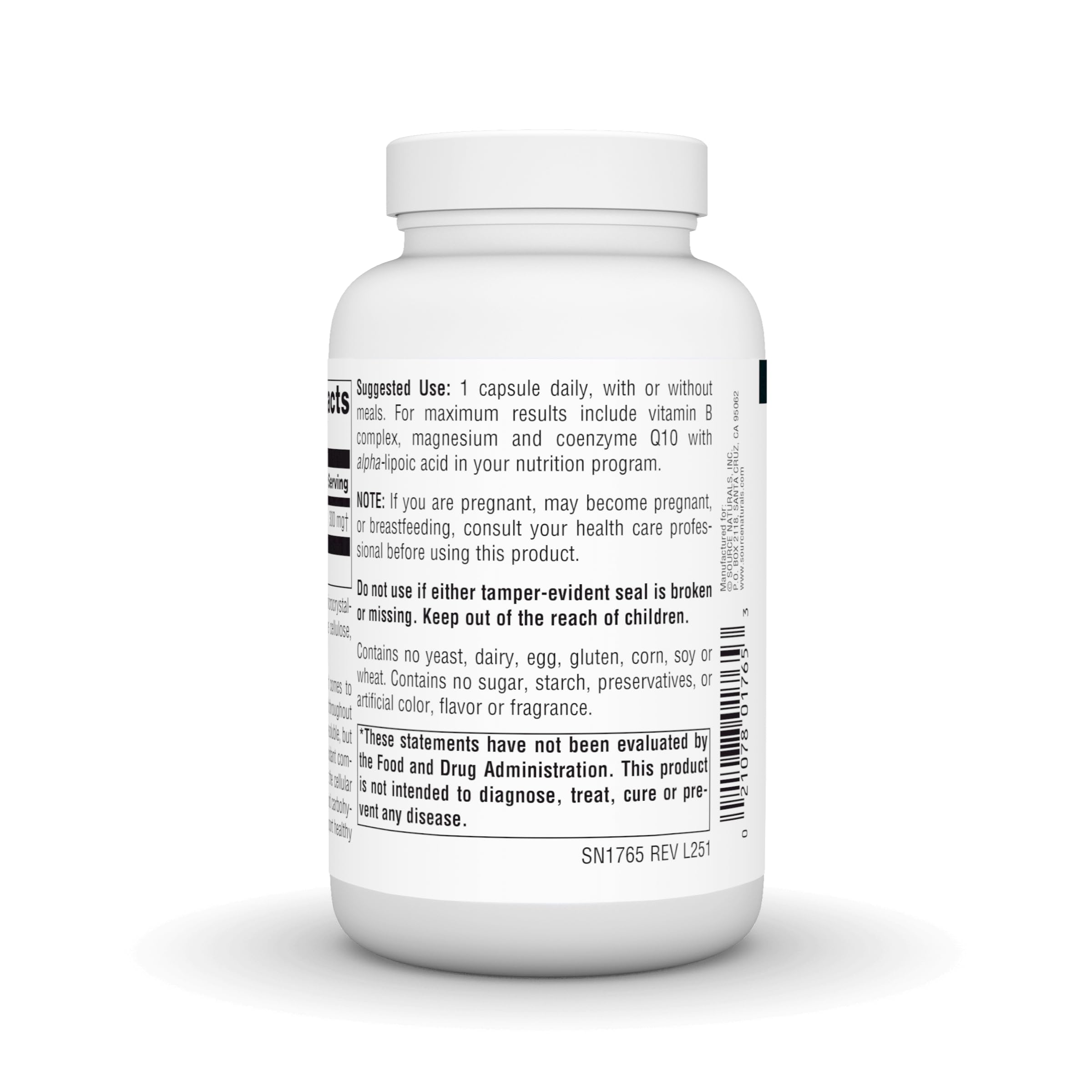 Source Naturals Alpha Lipoic Acid Timed Release capsule on a wooden table