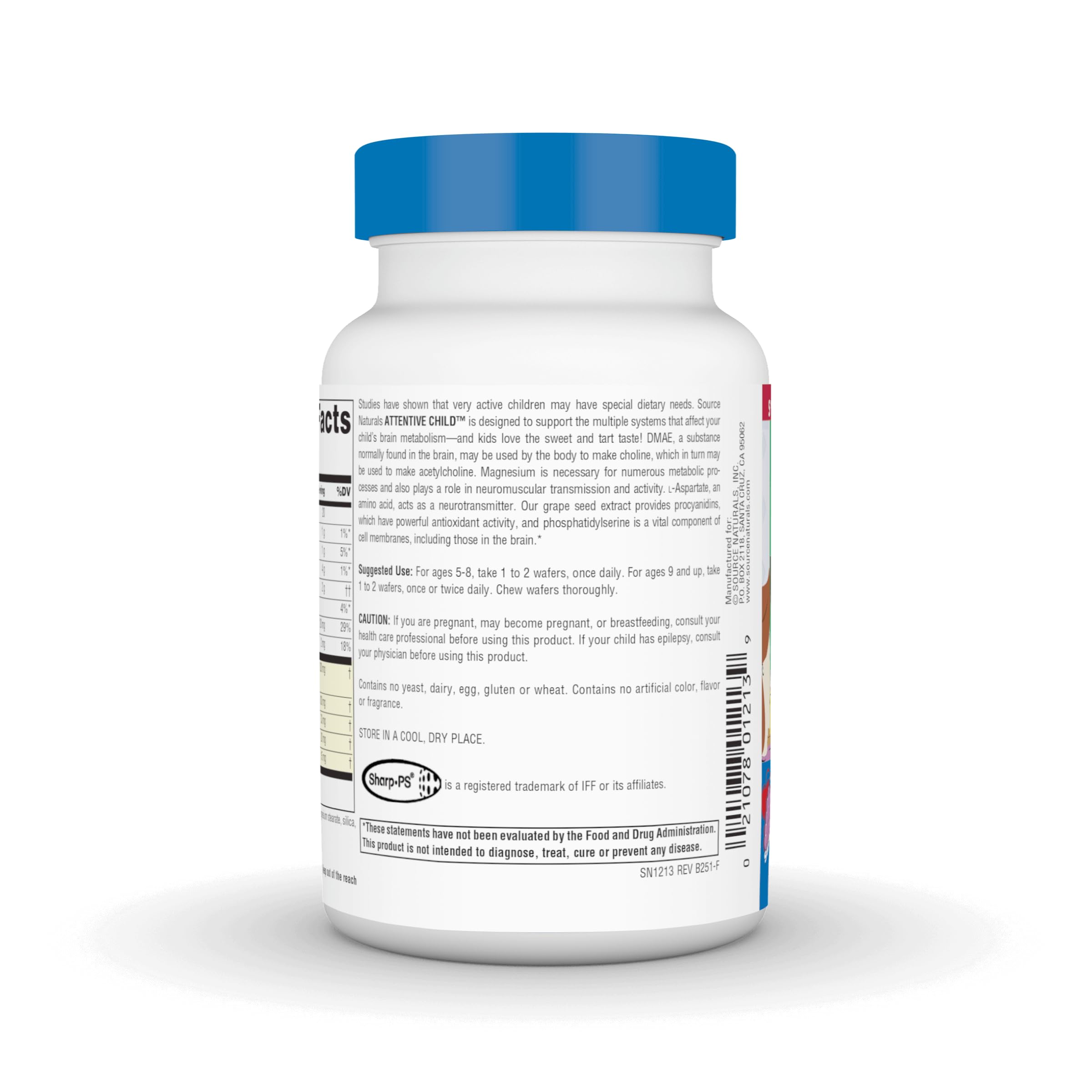 Source Naturals Attentive Child Chewable Wafer back view