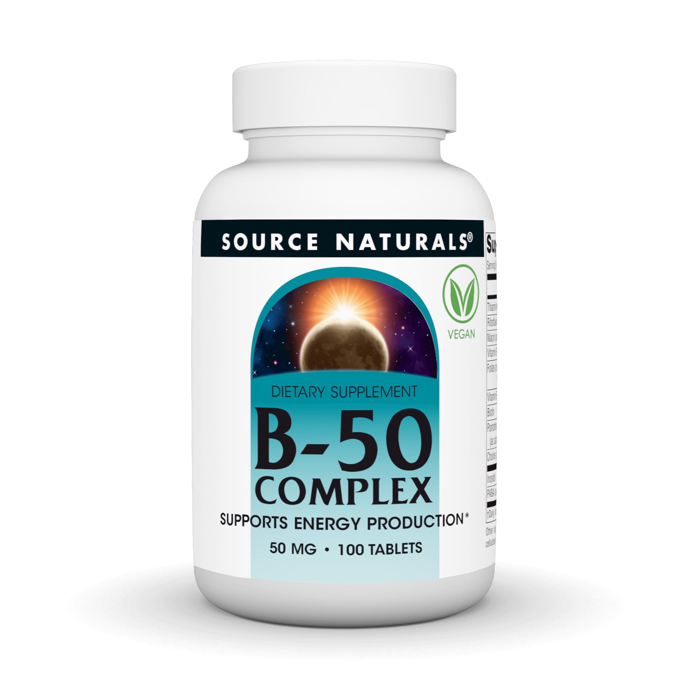 Source Naturals B-Complex supplement front view with label