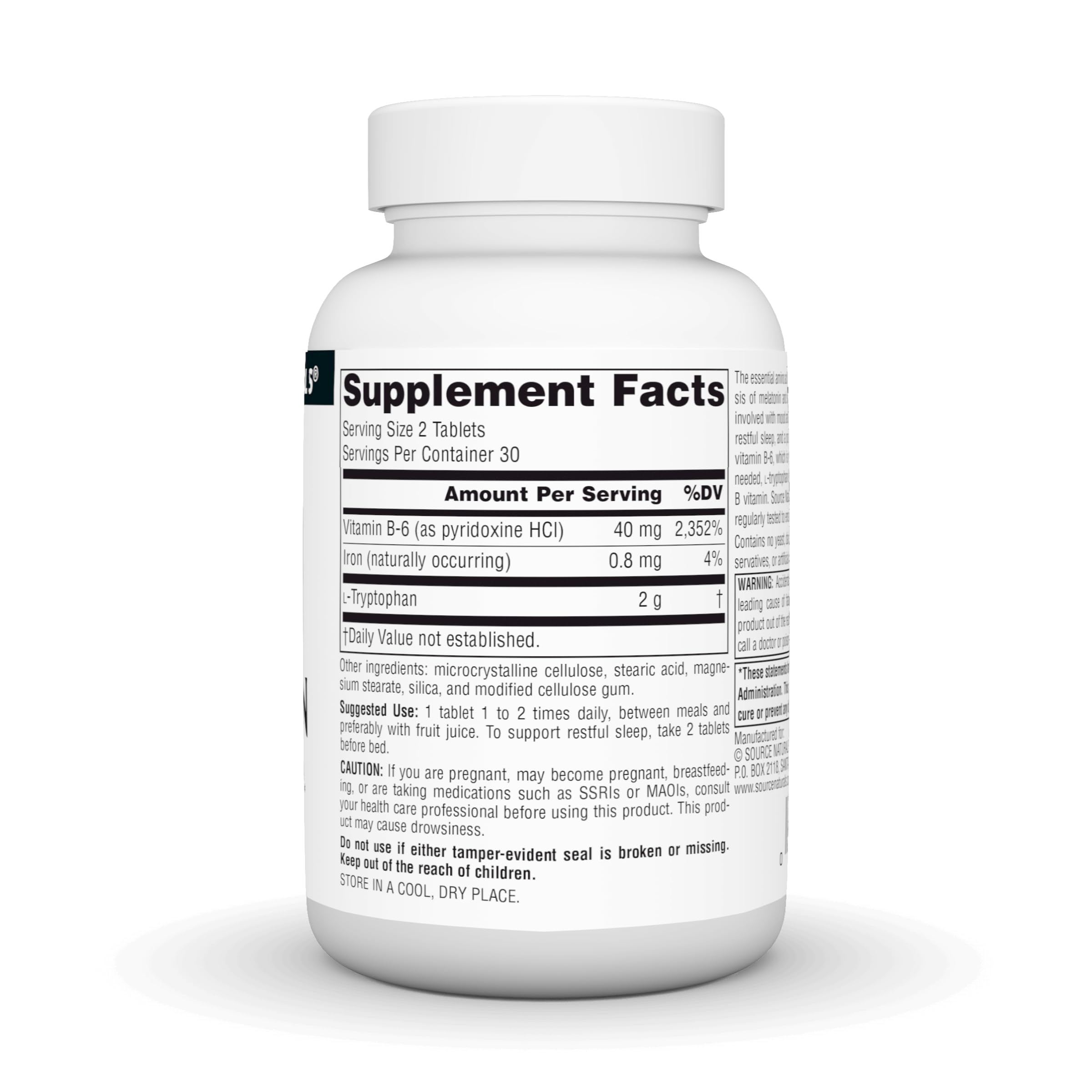 Source Naturals B6 Supplement side view showing tablet