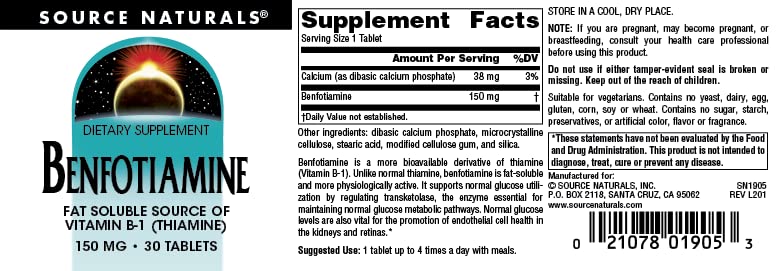 Source Naturals Benfotiamine Supplement packaging