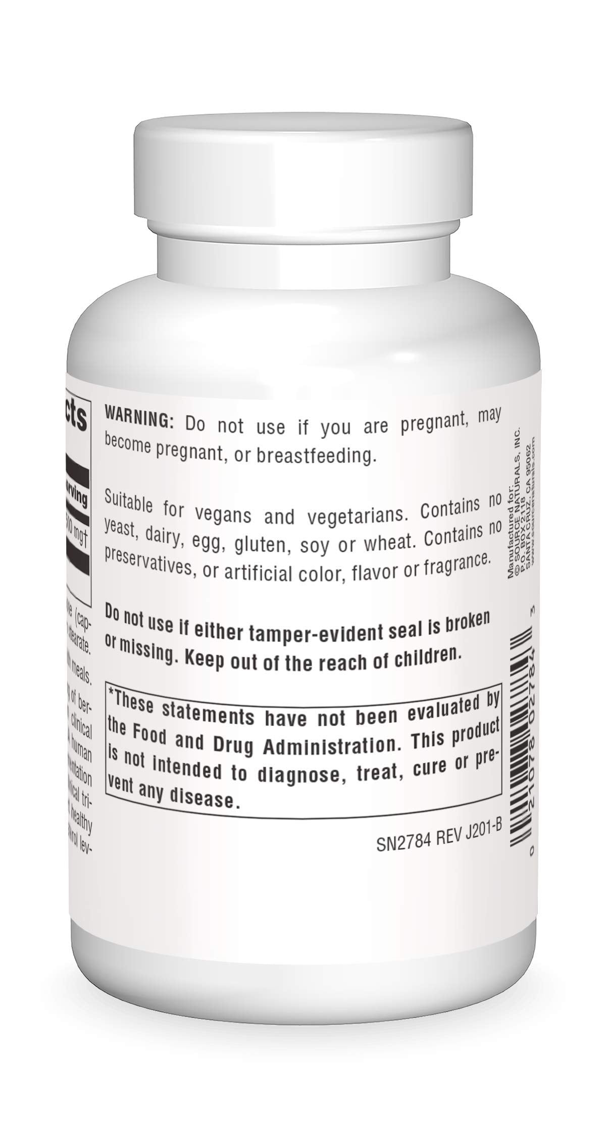 Source Naturals Berberine 500mg capsule bottle side view