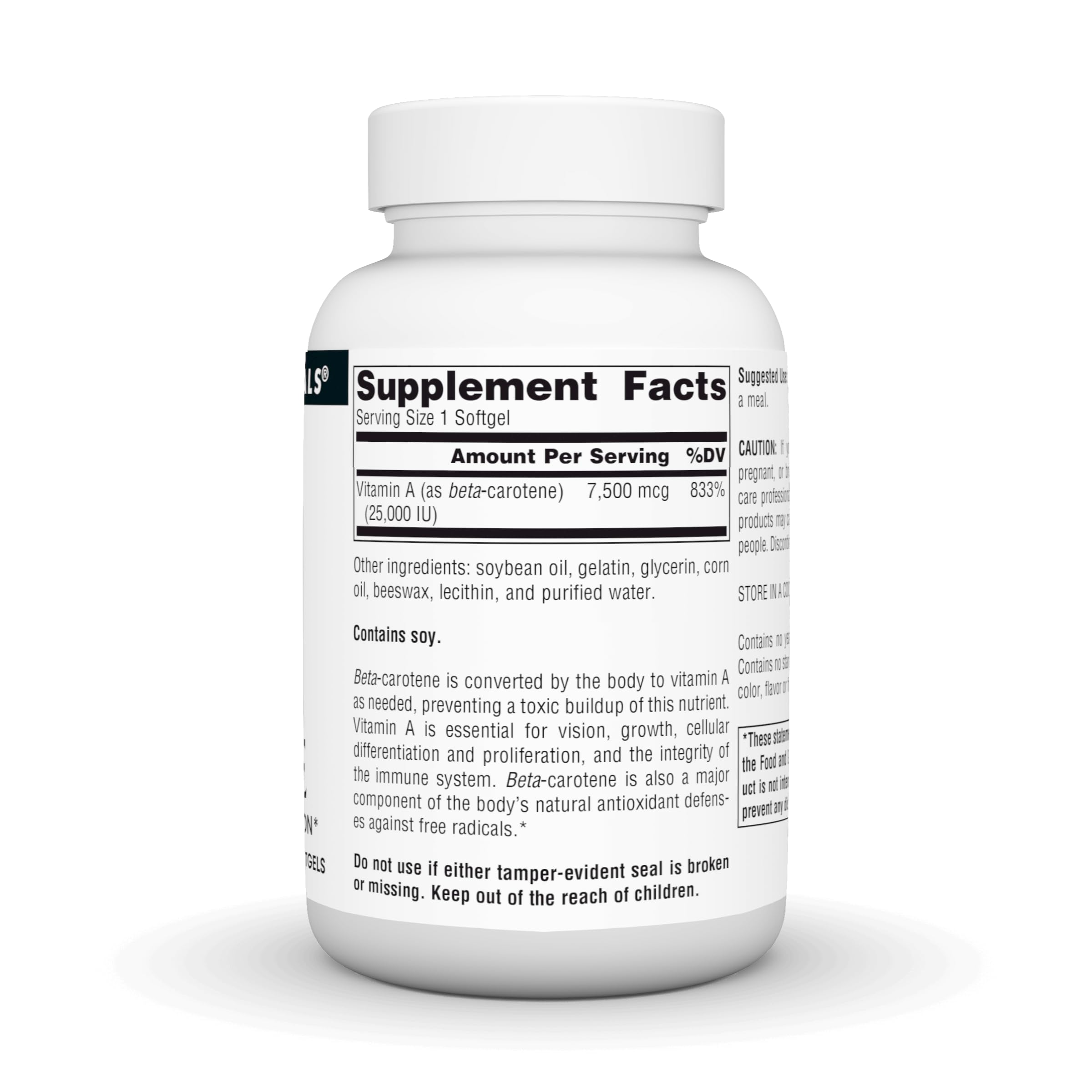 Source Naturals Beta-Carotene supplement softgels close-up