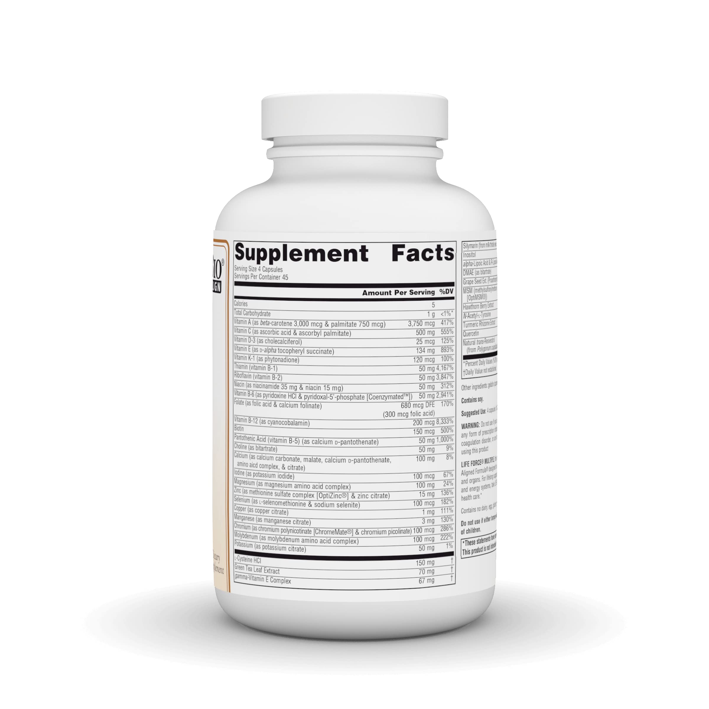Source Naturals Blended Vitamin & Mineral Supplement back view