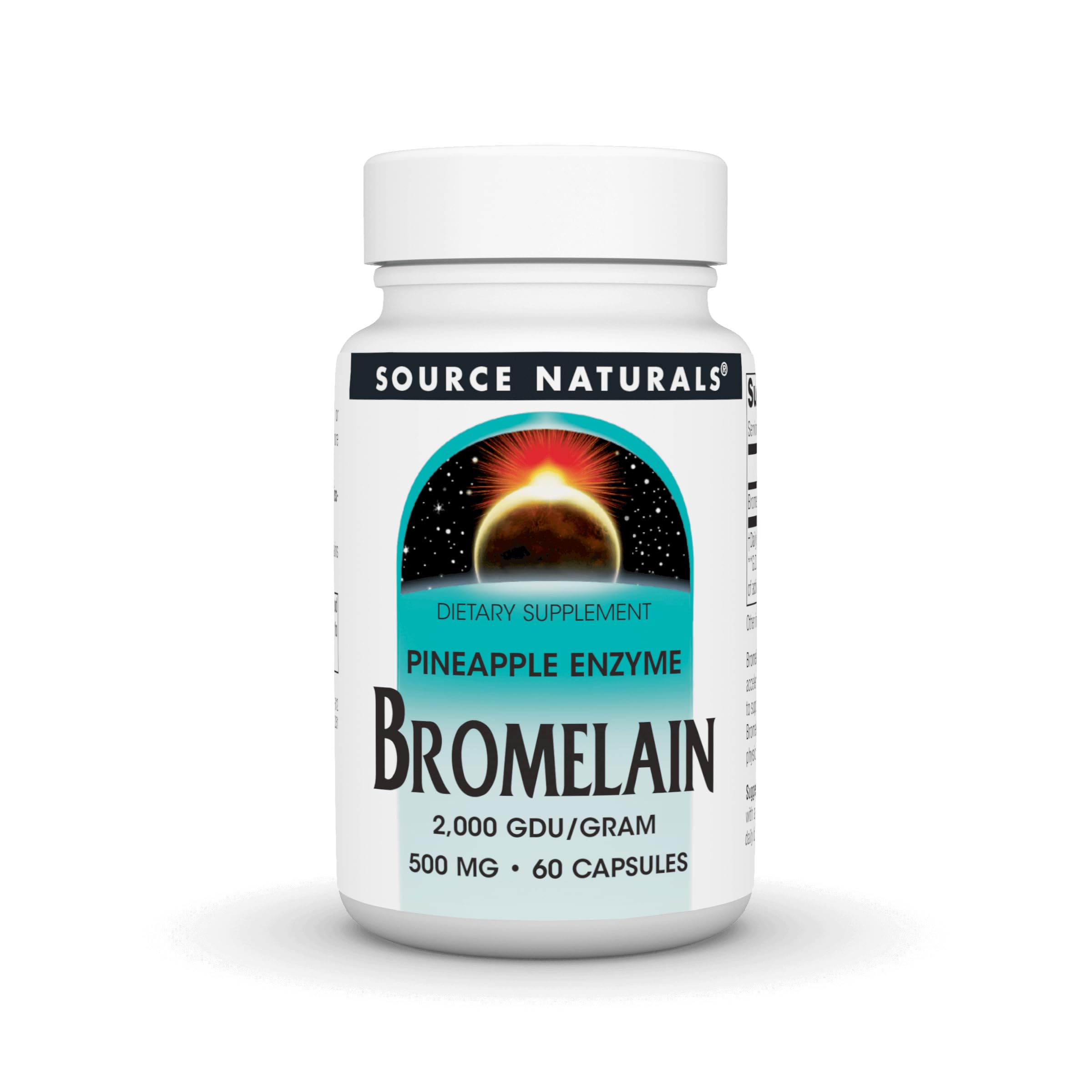 Source Naturals Bromelain Enzyme 2000 G.D.U. 45g capsule front view